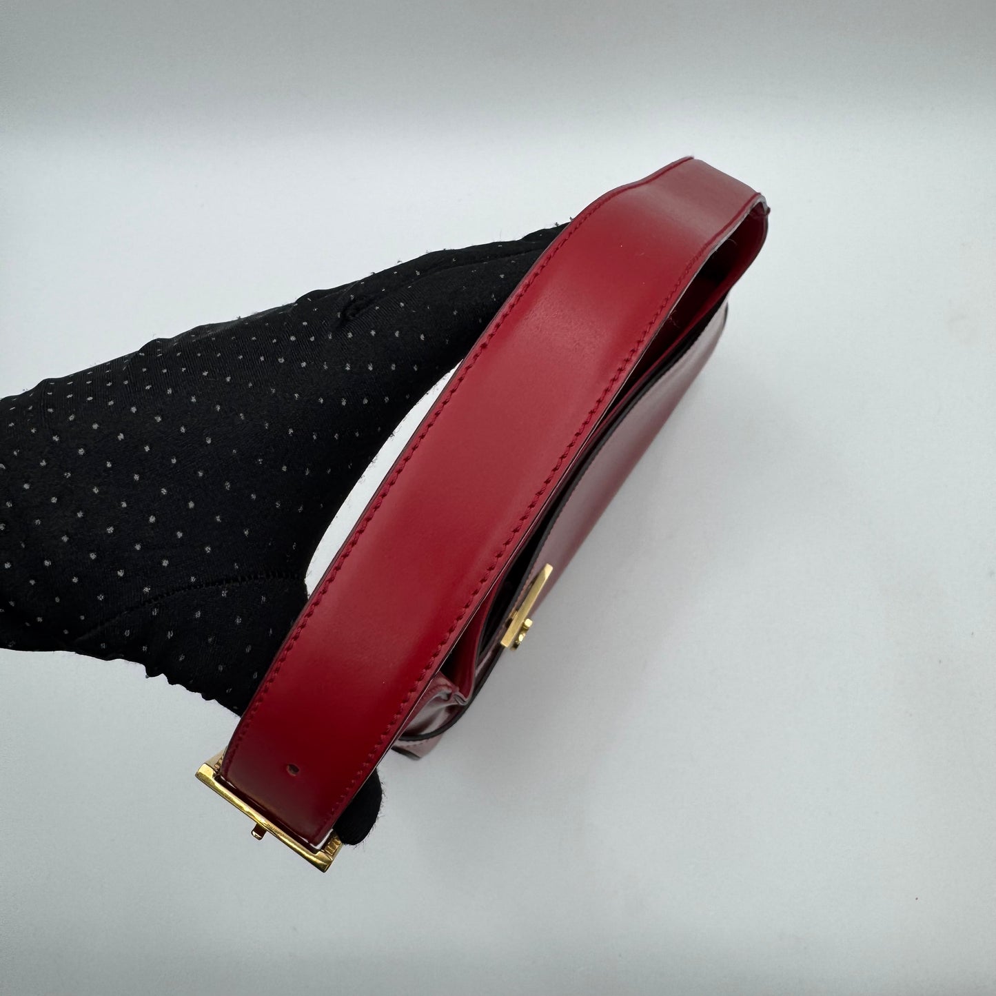 Salvatore Ferragamo Red Leather Gancini Hobo Shoulder Bag GHW