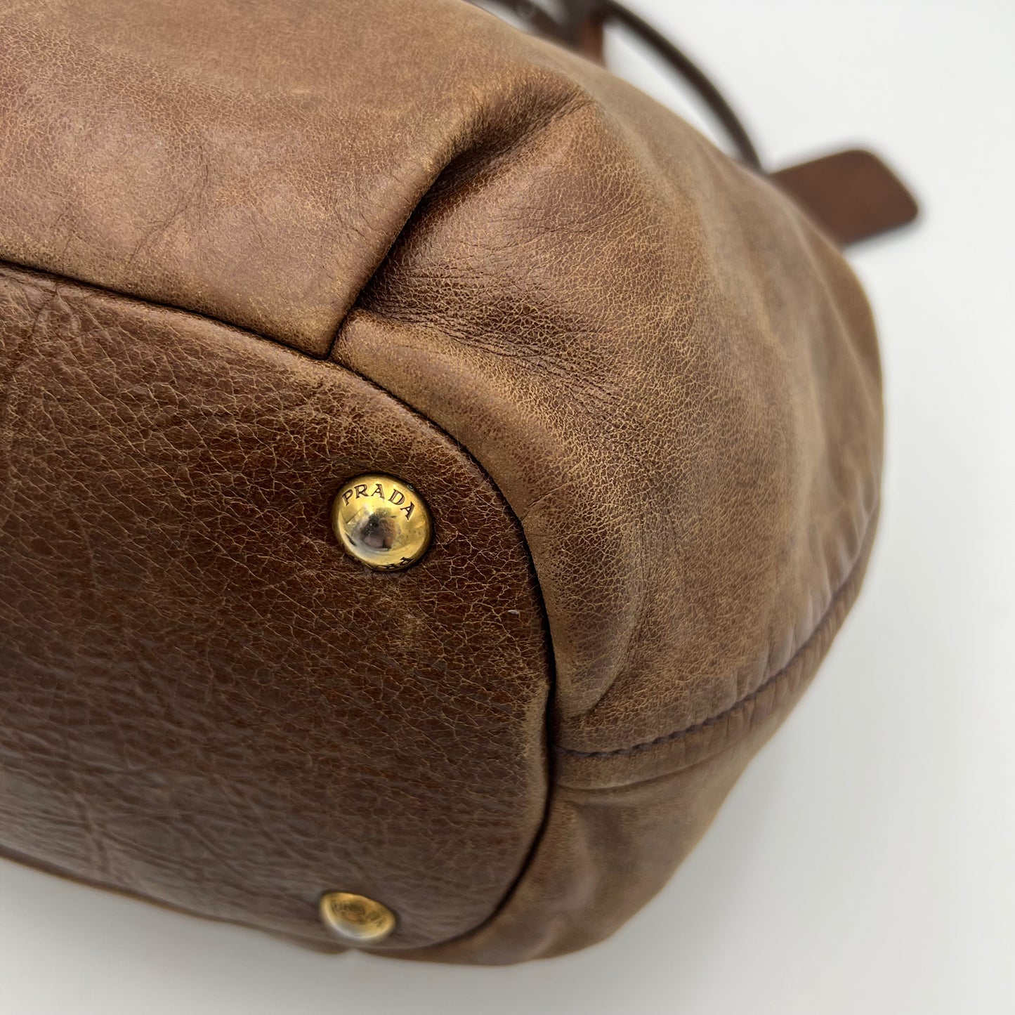 Prada Brown Vitello Shine Two-Way Bag