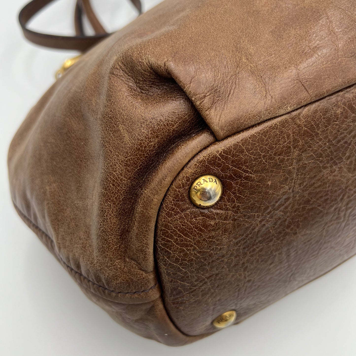 Prada Brown Vitello Shine Two-Way Bag