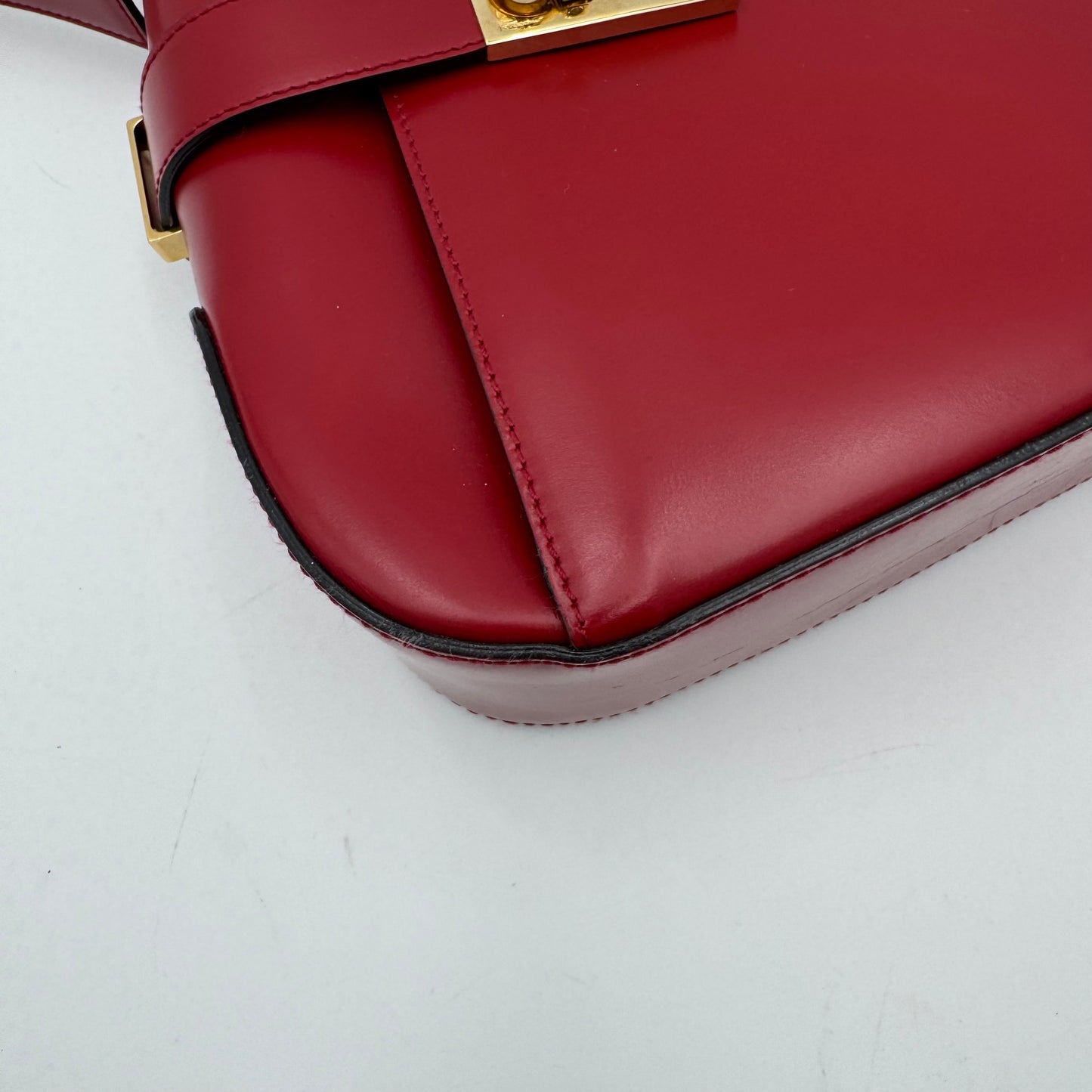 Salvatore Ferragamo Red Leather Gancini Hobo Shoulder Bag GHW