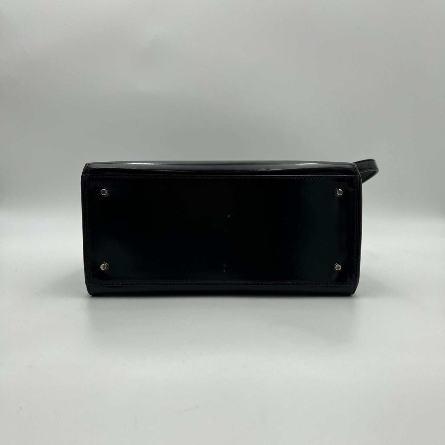 Christian Dior Black Patent Leather Lady Dior with Long Strap SHW