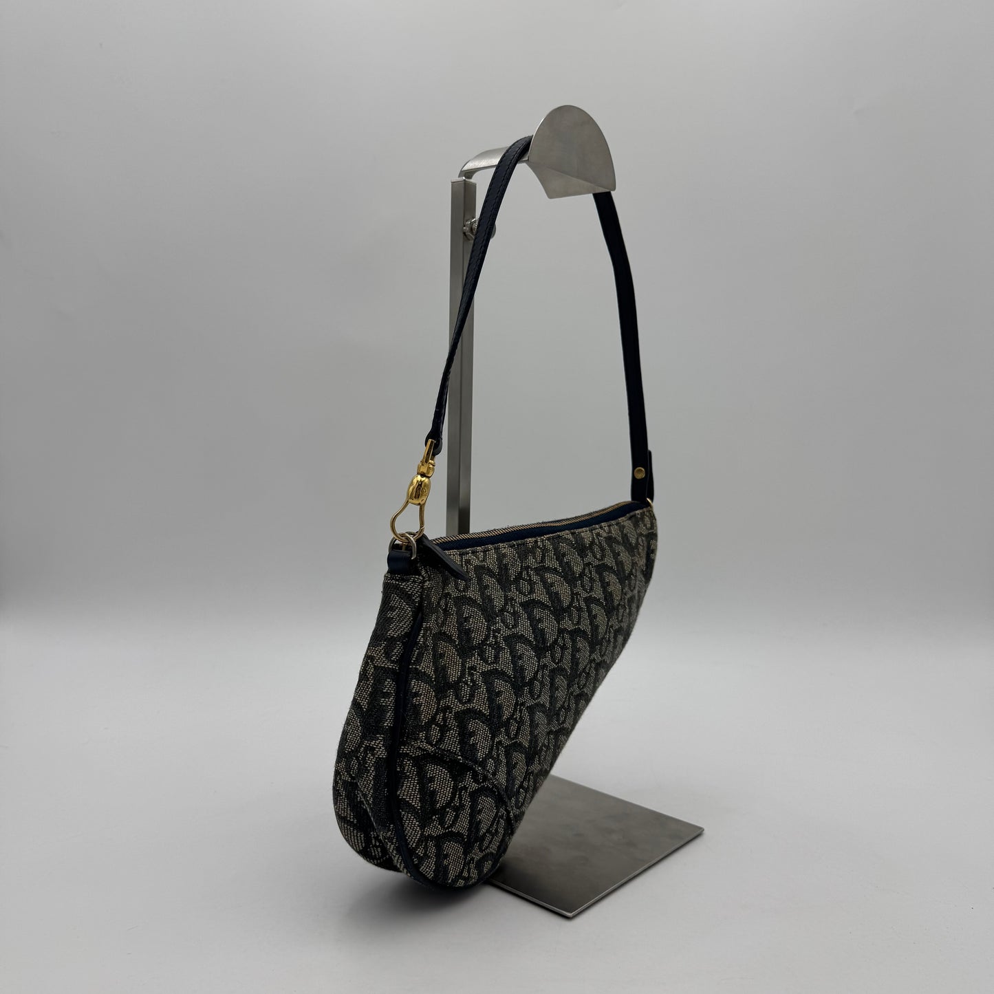 Christrian Dior Blue Monogram Canvas Mini Saddle Pochette