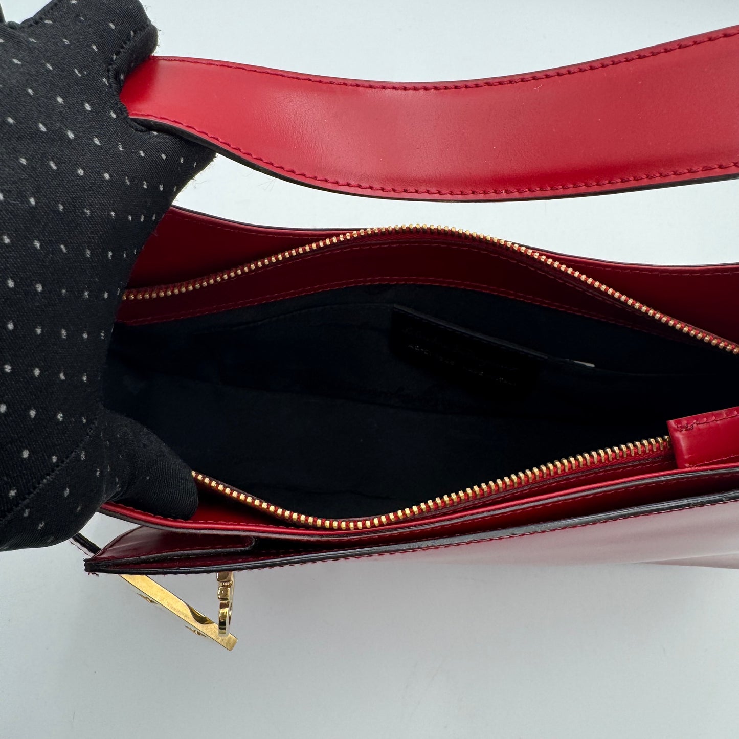 Salvatore Ferragamo Red Leather Gancini Hobo Shoulder Bag GHW