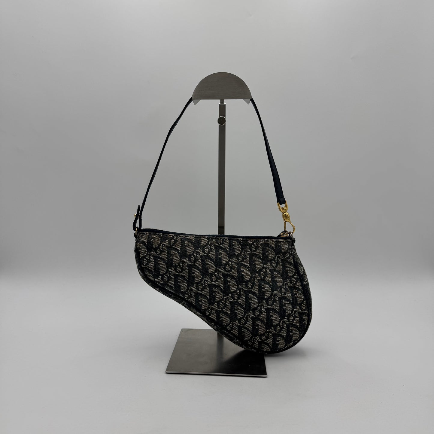 Christrian Dior Blue Monogram Canvas Mini Saddle Pochette