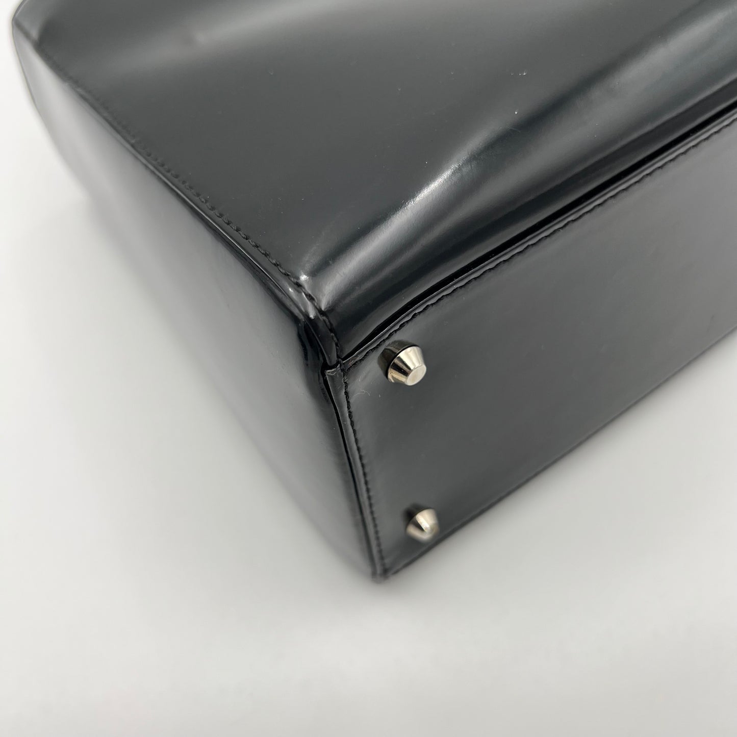 Christian Dior Black Patent Leather Lady Dior with Long Strap SHW