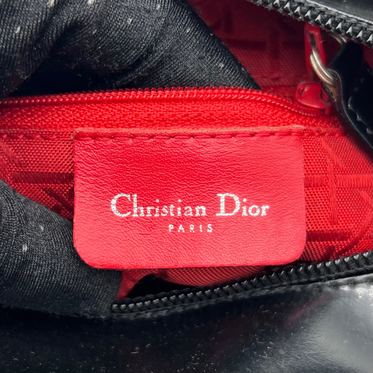 Christian Dior Black Patent Leather Lady Dior with Long Strap SHW