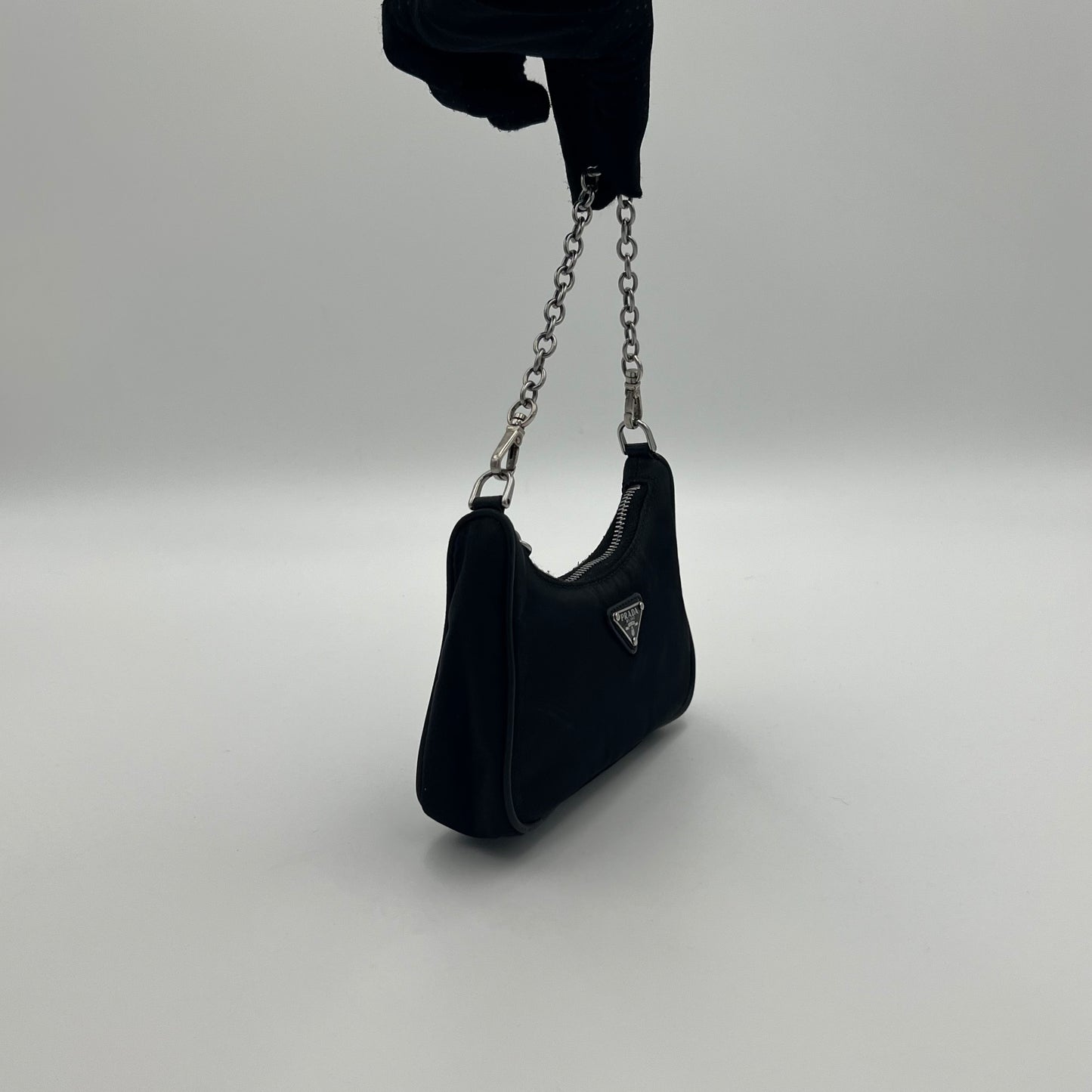 Prada Black Nylon Mini Hobo Bag