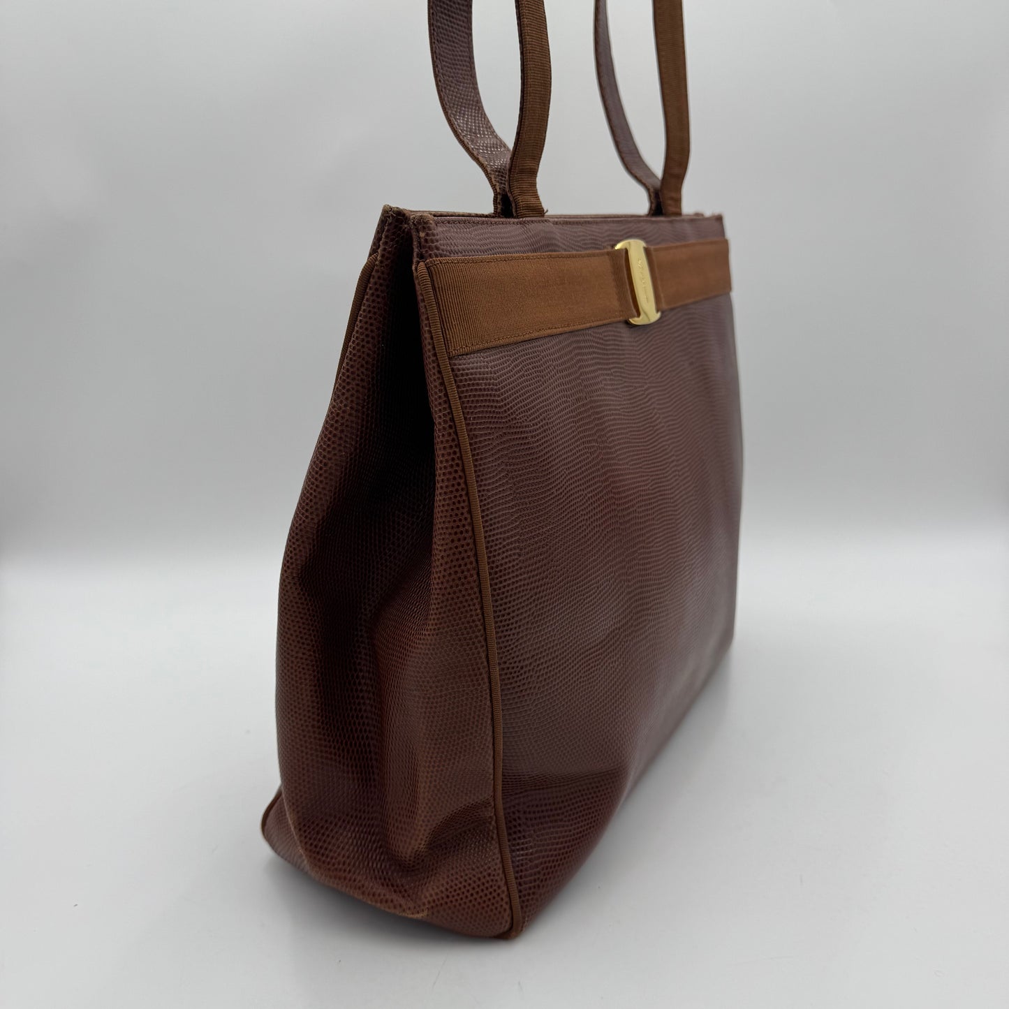 Salvatore Ferragamo Brown Vara Bow Tote Bag
