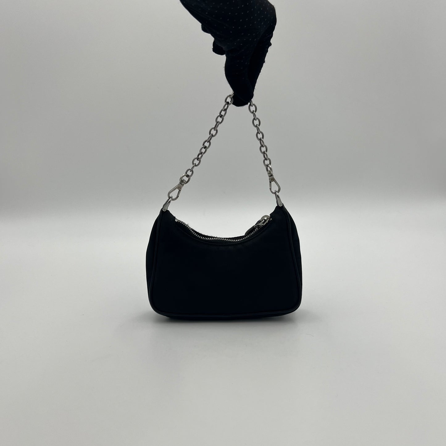 Prada Black Nylon Mini Hobo Bag
