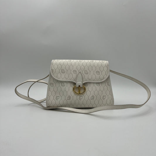 Christian Dior White Honeycomb Vintage CD Logo Flap Crossbody