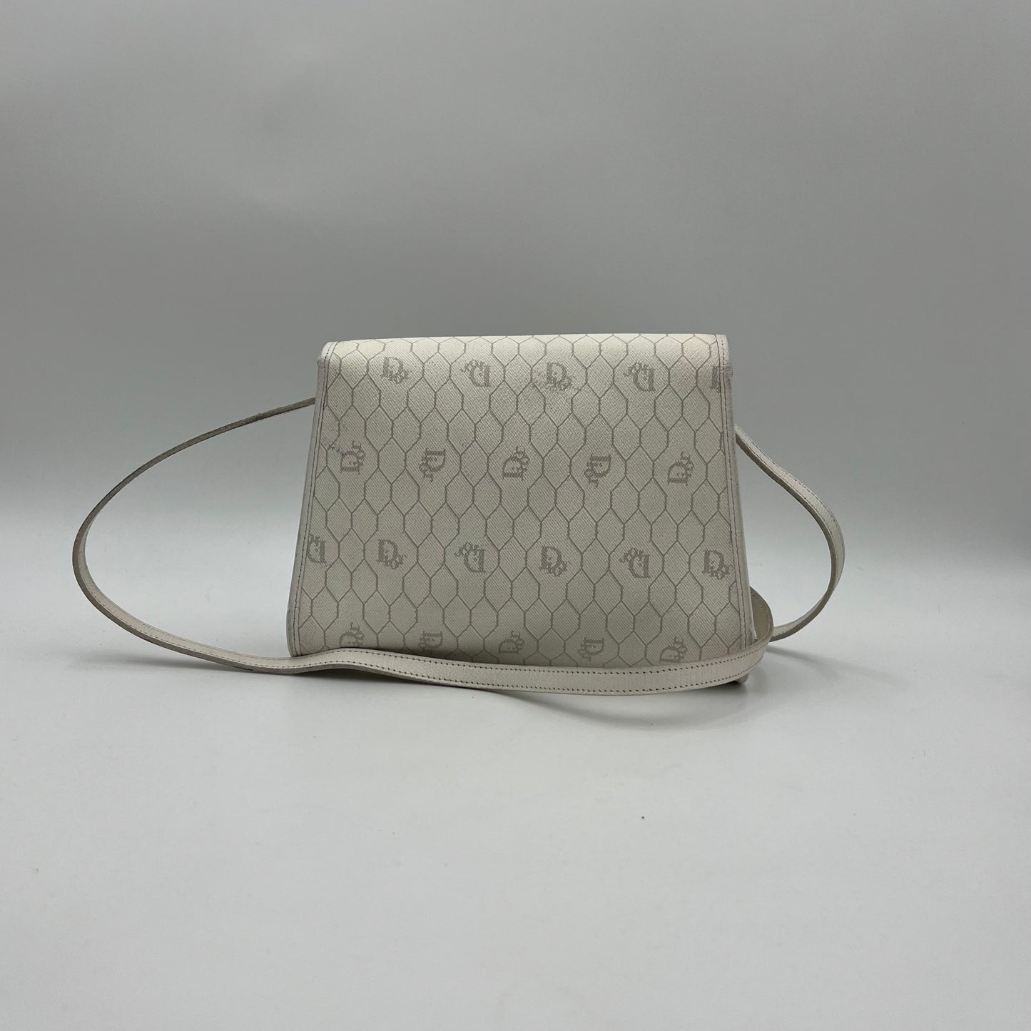 Christian Dior White Honeycomb Vintage CD Logo Flap Crossbody