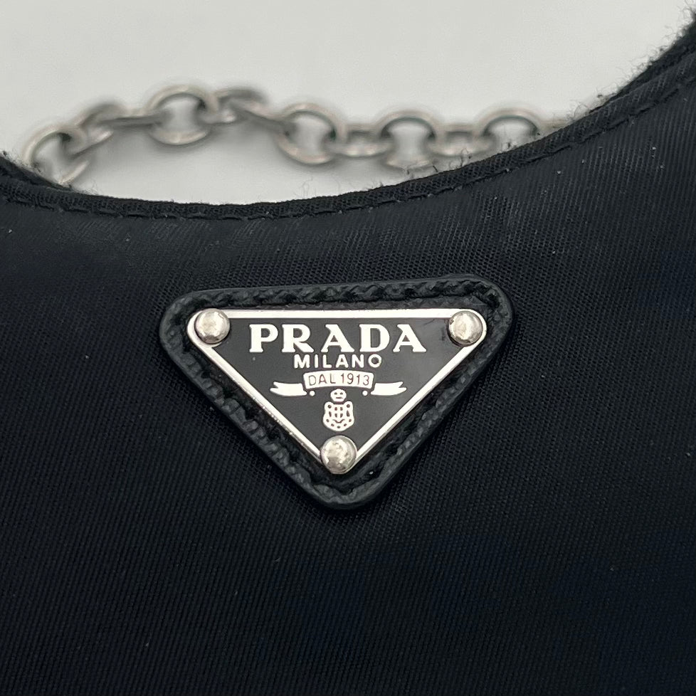 Prada Black Nylon Mini Hobo Bag