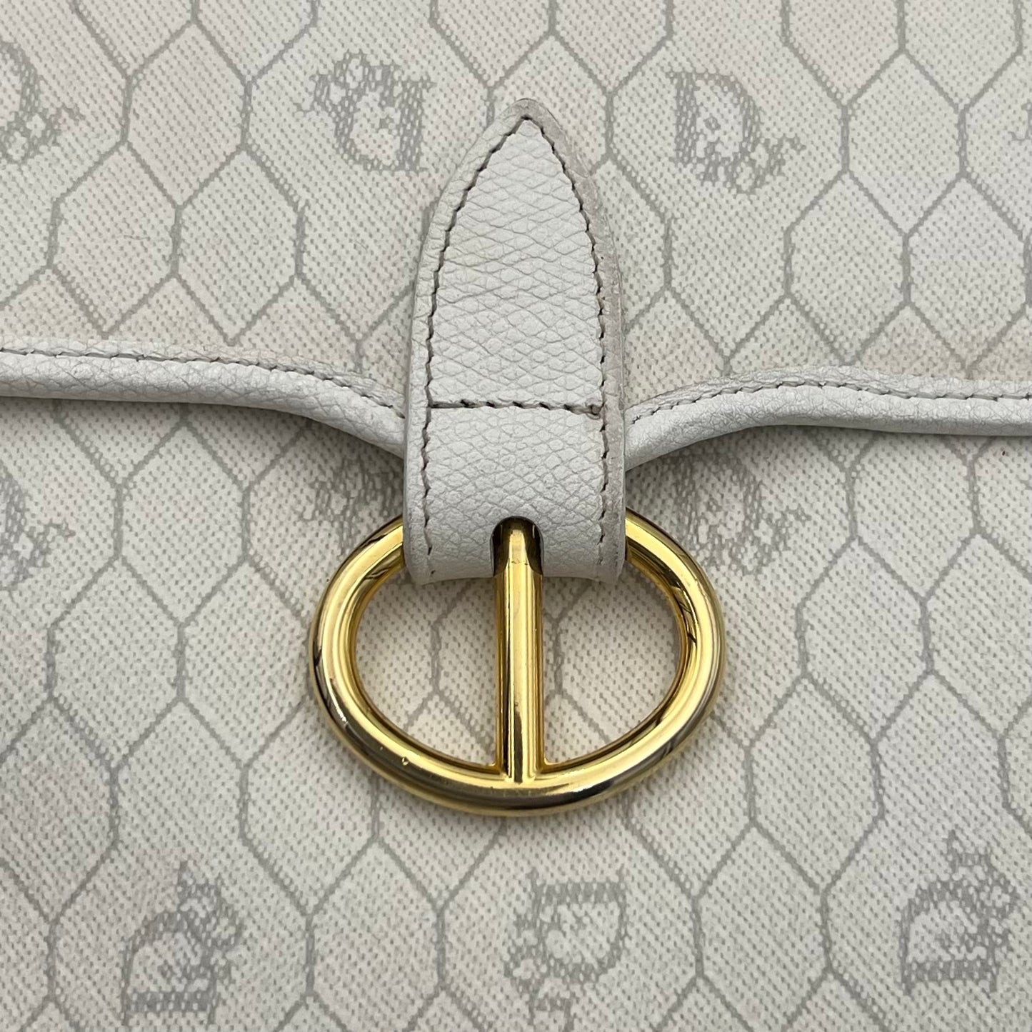 Christian Dior White Honeycomb Vintage CD Logo Flap Crossbody