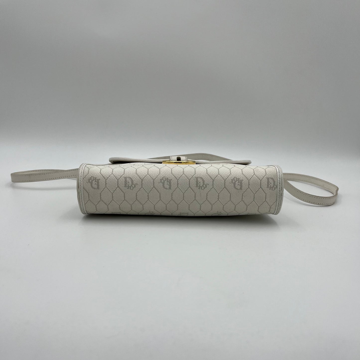 Christian Dior White Honeycomb Vintage CD Logo Flap Crossbody