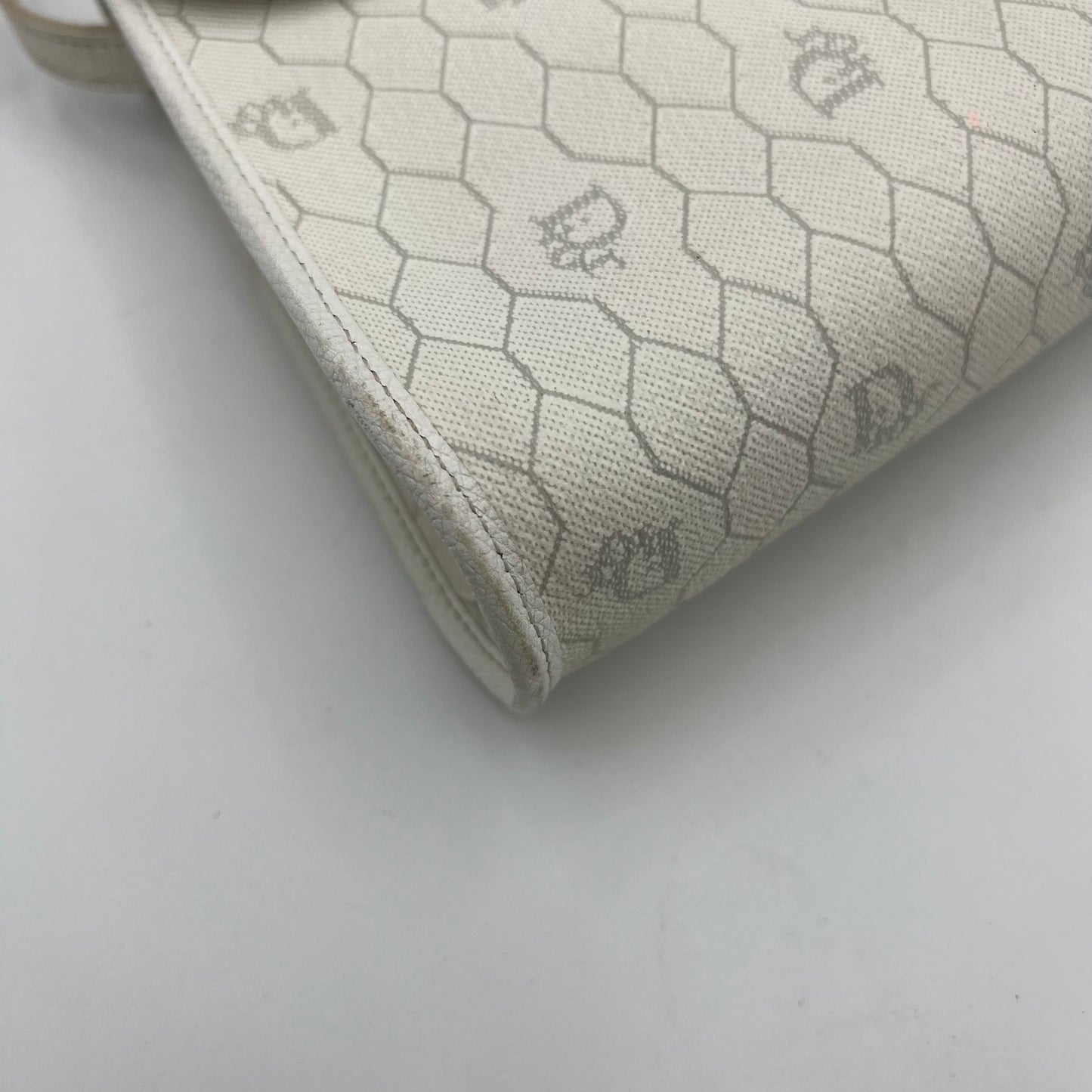 Christian Dior White Honeycomb Vintage CD Logo Flap Crossbody