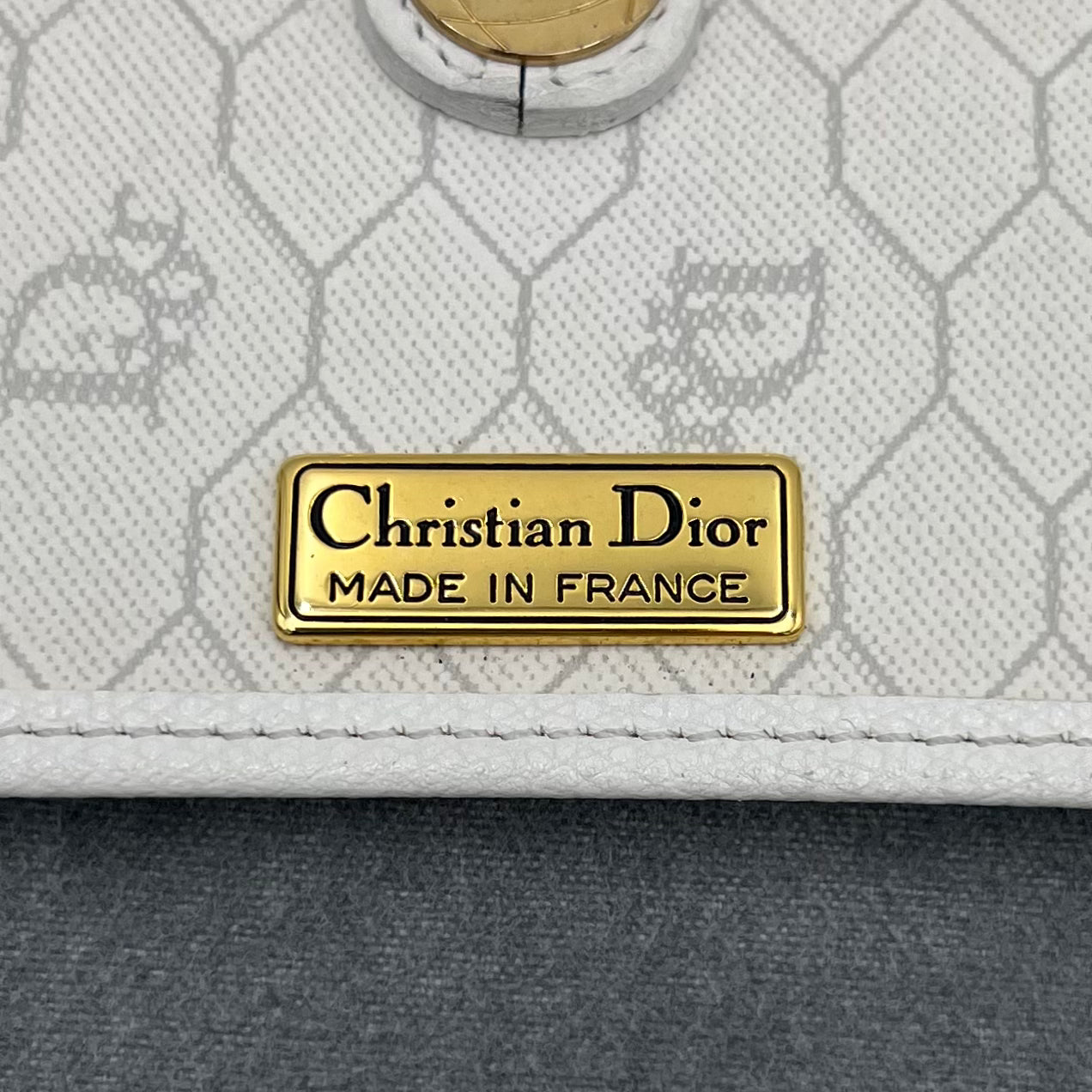 Christian Dior White Honeycomb Vintage CD Logo Flap Crossbody