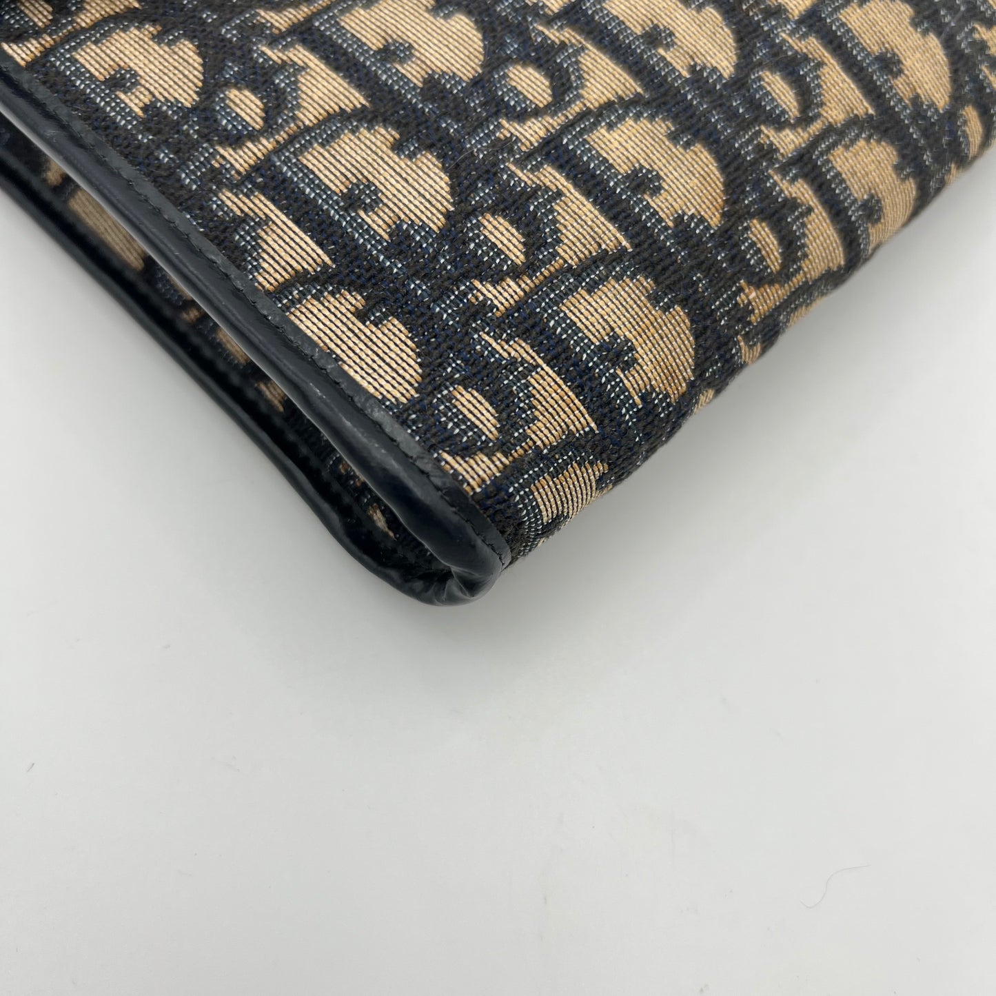 Christian Dior Vintage Blue Trotter Canvas and Leather Logo Envelope Flap Chain Bag