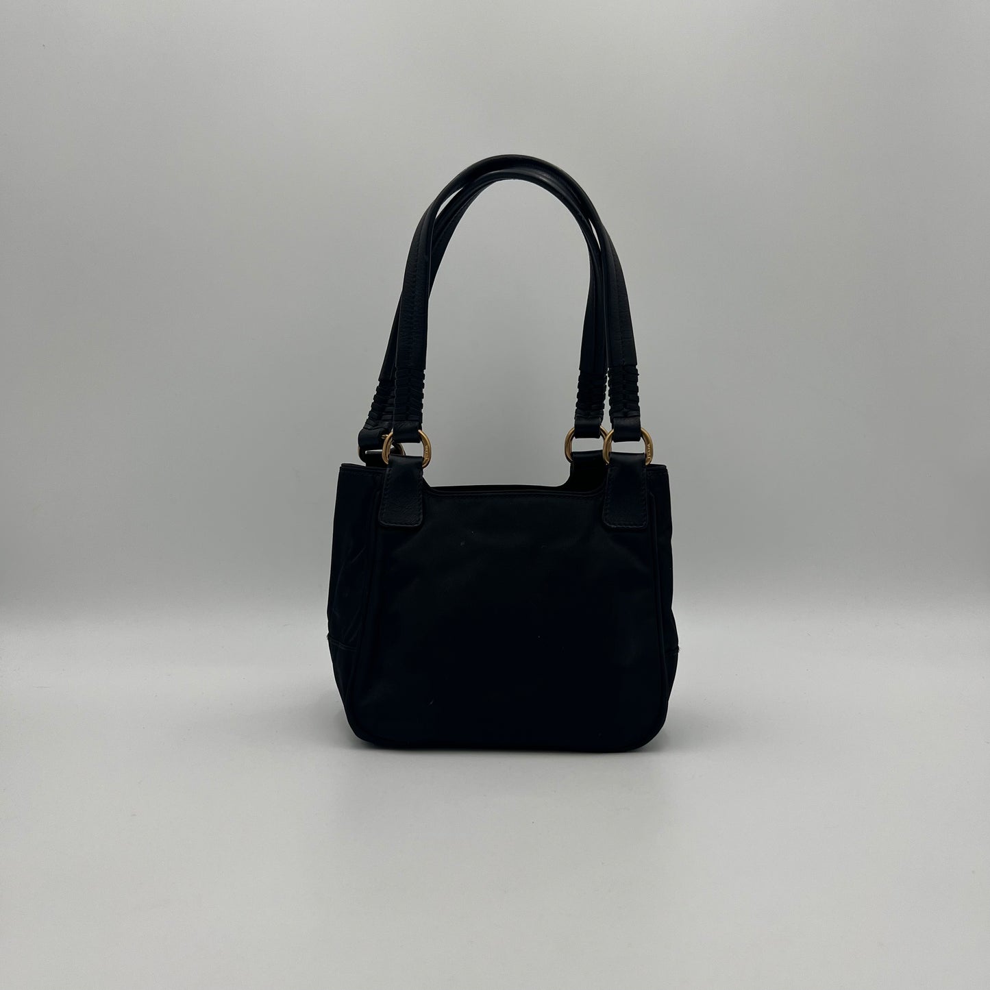Prada Black Tessuto and Leather Tassel Mini Handbag