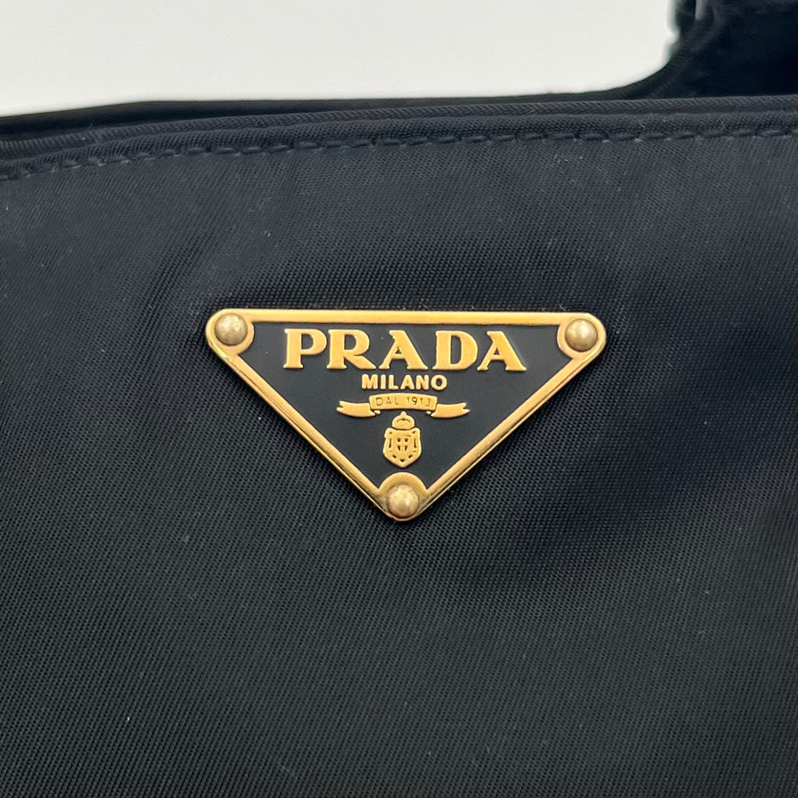 Prada Black Tessuto and Leather Tassel Mini Handbag