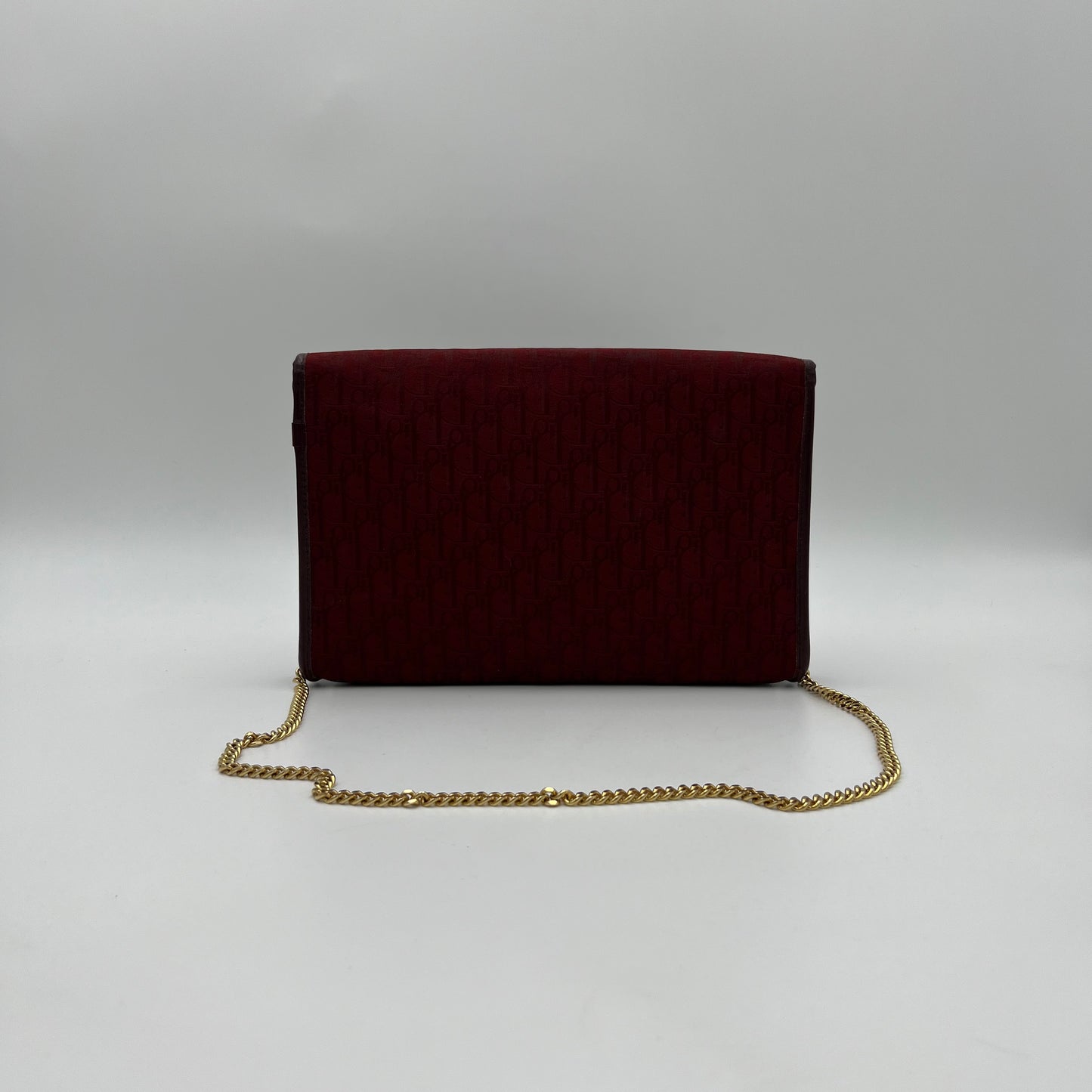 Christian Dior Burgundy Trotter Logo Envelope Flap Chain Bag