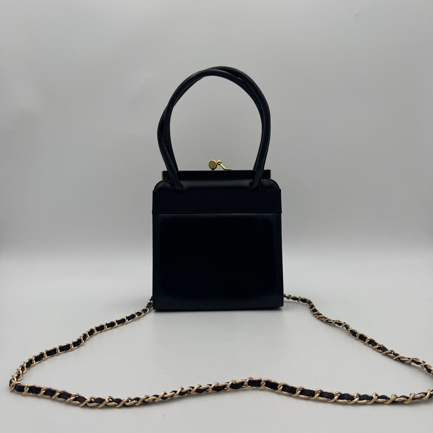 Salvatore Ferragamo Black Leather Top Handle Satchel GHW