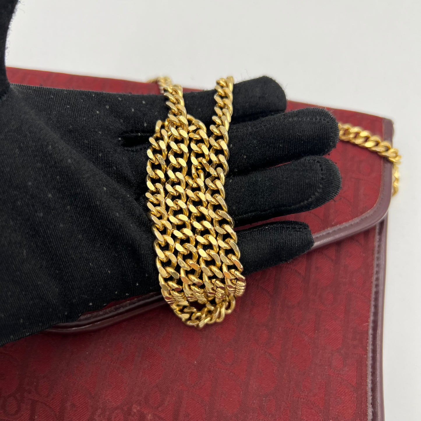 Christian Dior Burgundy Trotter Logo Envelope Flap Chain Bag