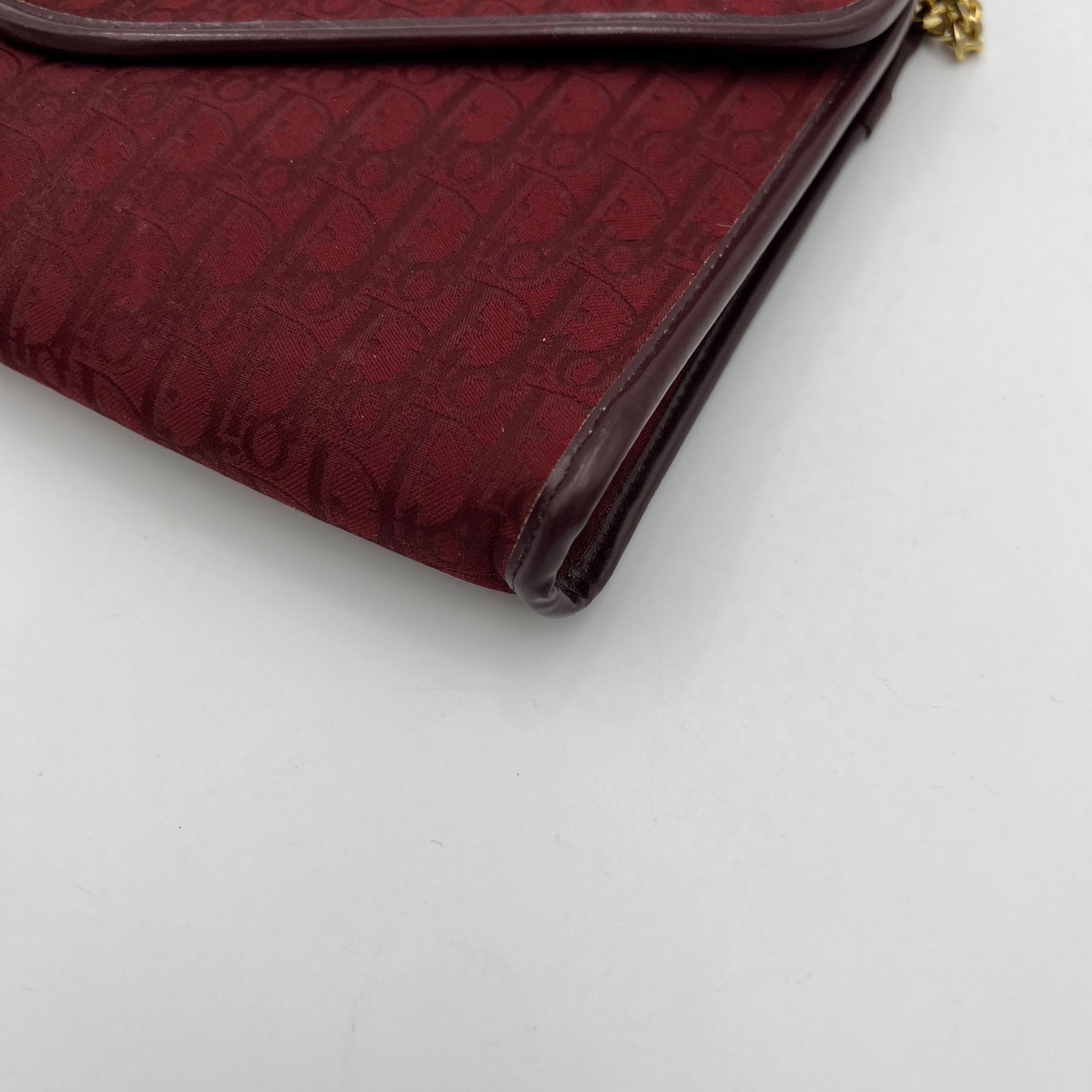 Christian Dior Burgundy Trotter Logo Envelope Flap Chain Bag