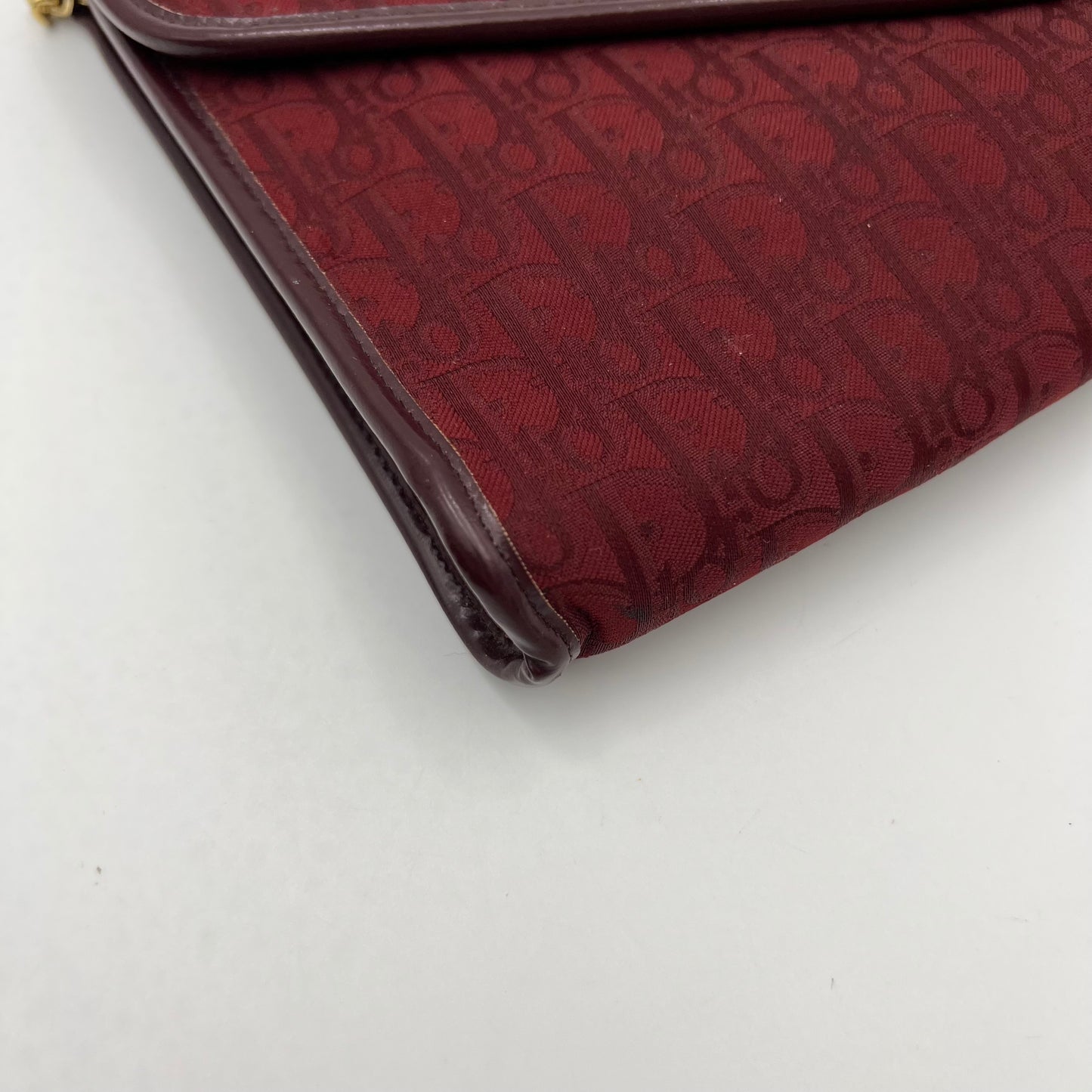 Christian Dior Burgundy Trotter Logo Envelope Flap Chain Bag