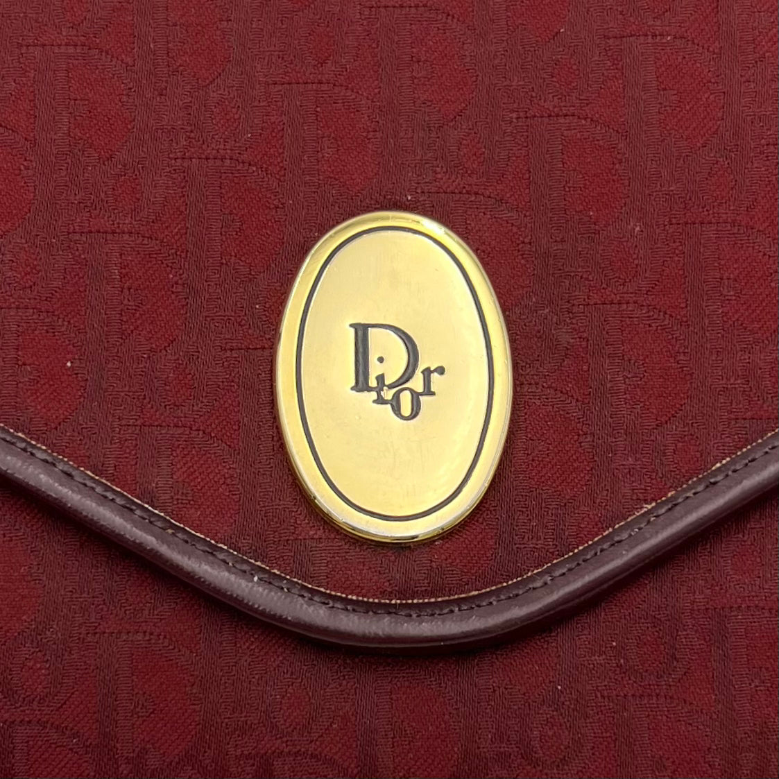 Christian Dior Burgundy Trotter Logo Envelope Flap Chain Bag