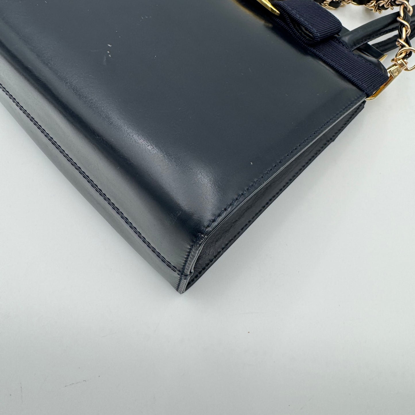 Salvatore Ferragamo Black Leather Top Handle Satchel GHW