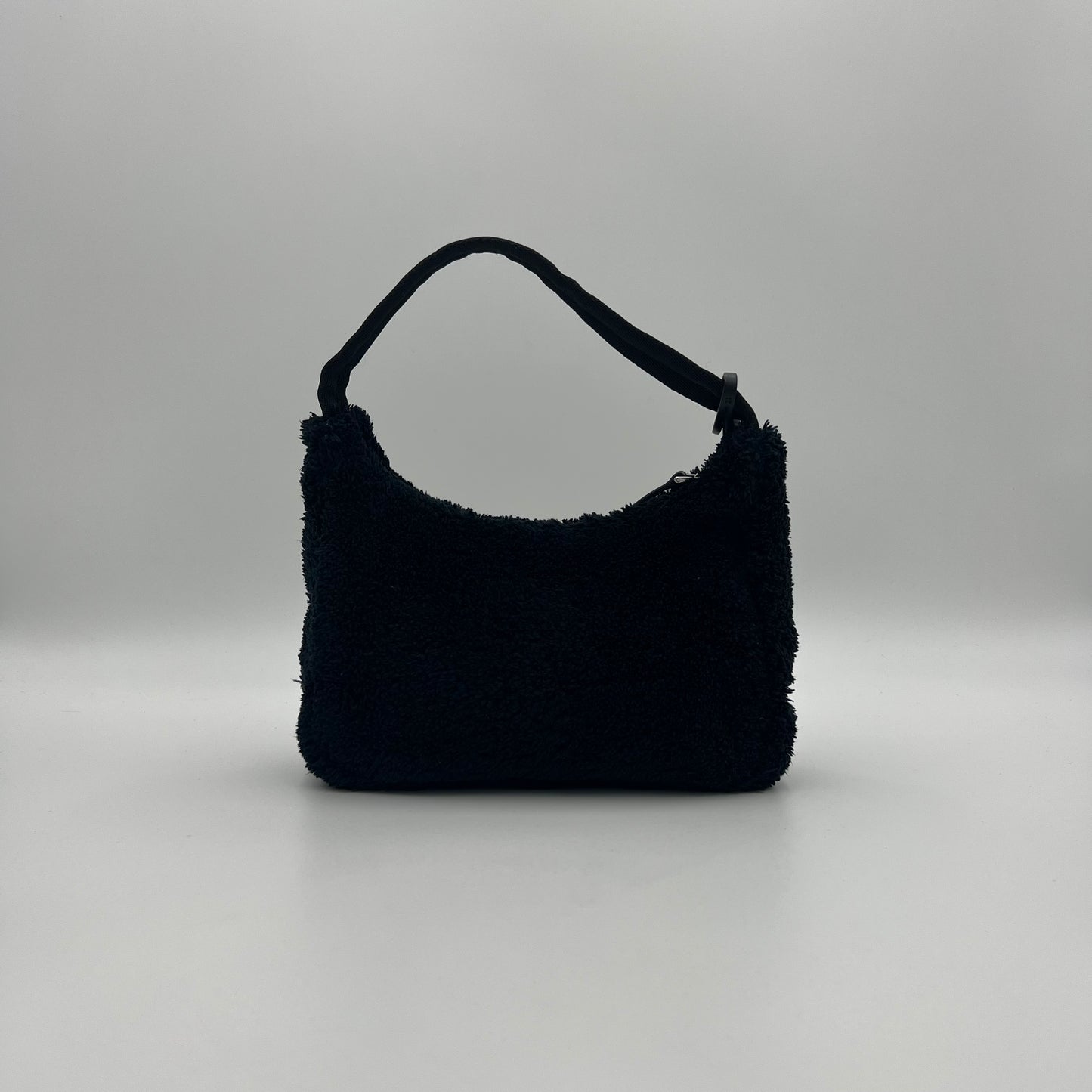 Prada Black Terry Cloth Re-Edition 2000 Mini Hobo Bag