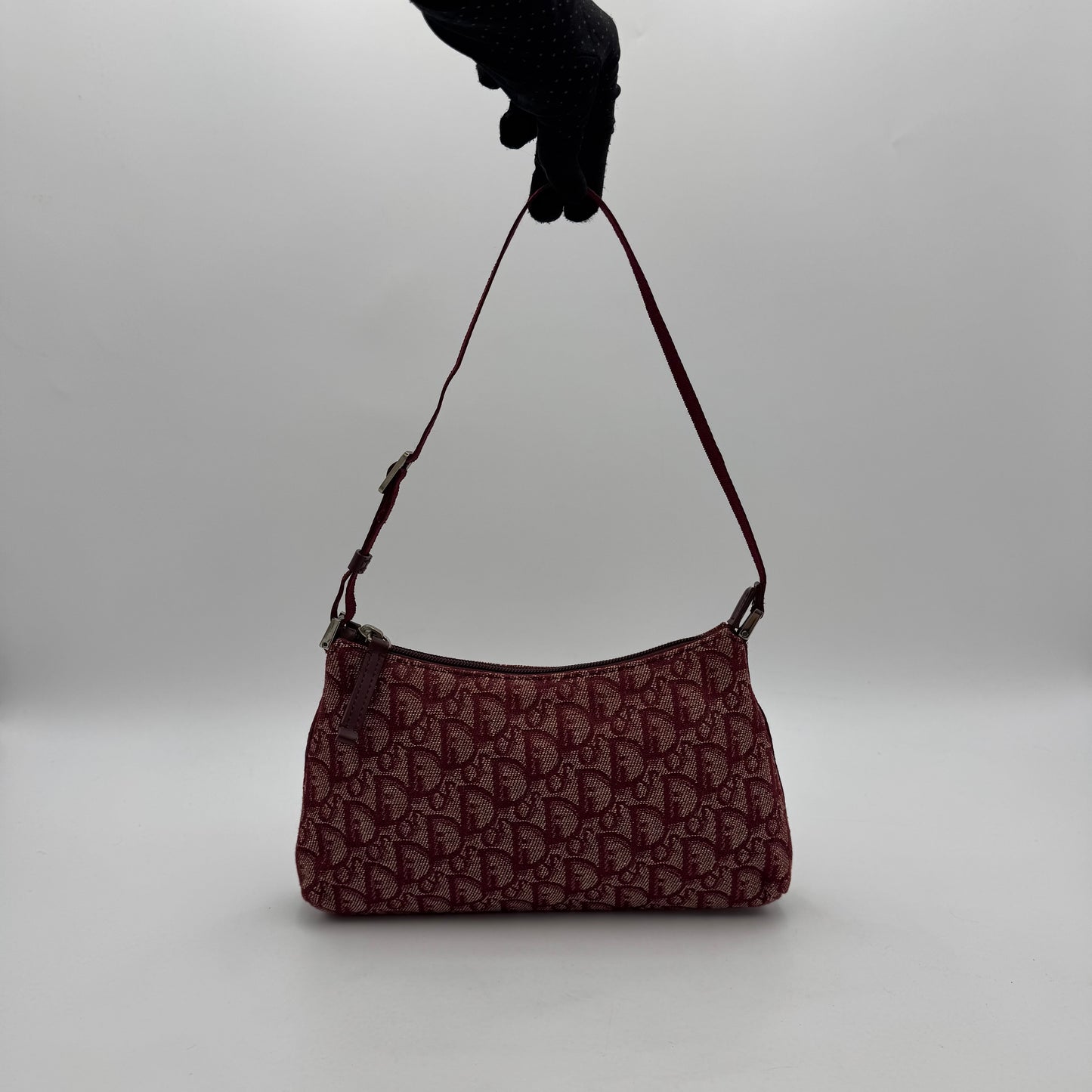 Christian Dior Burgundy Trotter Canvas Hobo Pochette