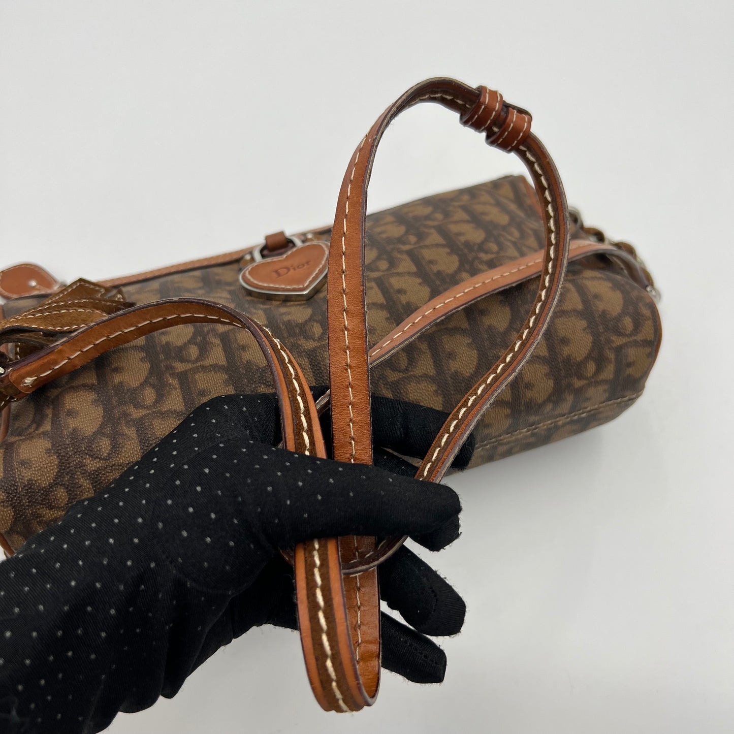 Christian Dior Brown Romantique Trotter Heart Lock Shoulder Sling Bag