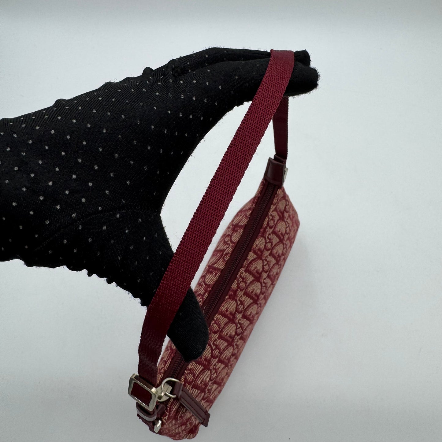 Christian Dior Burgundy Trotter Canvas Hobo Pochette