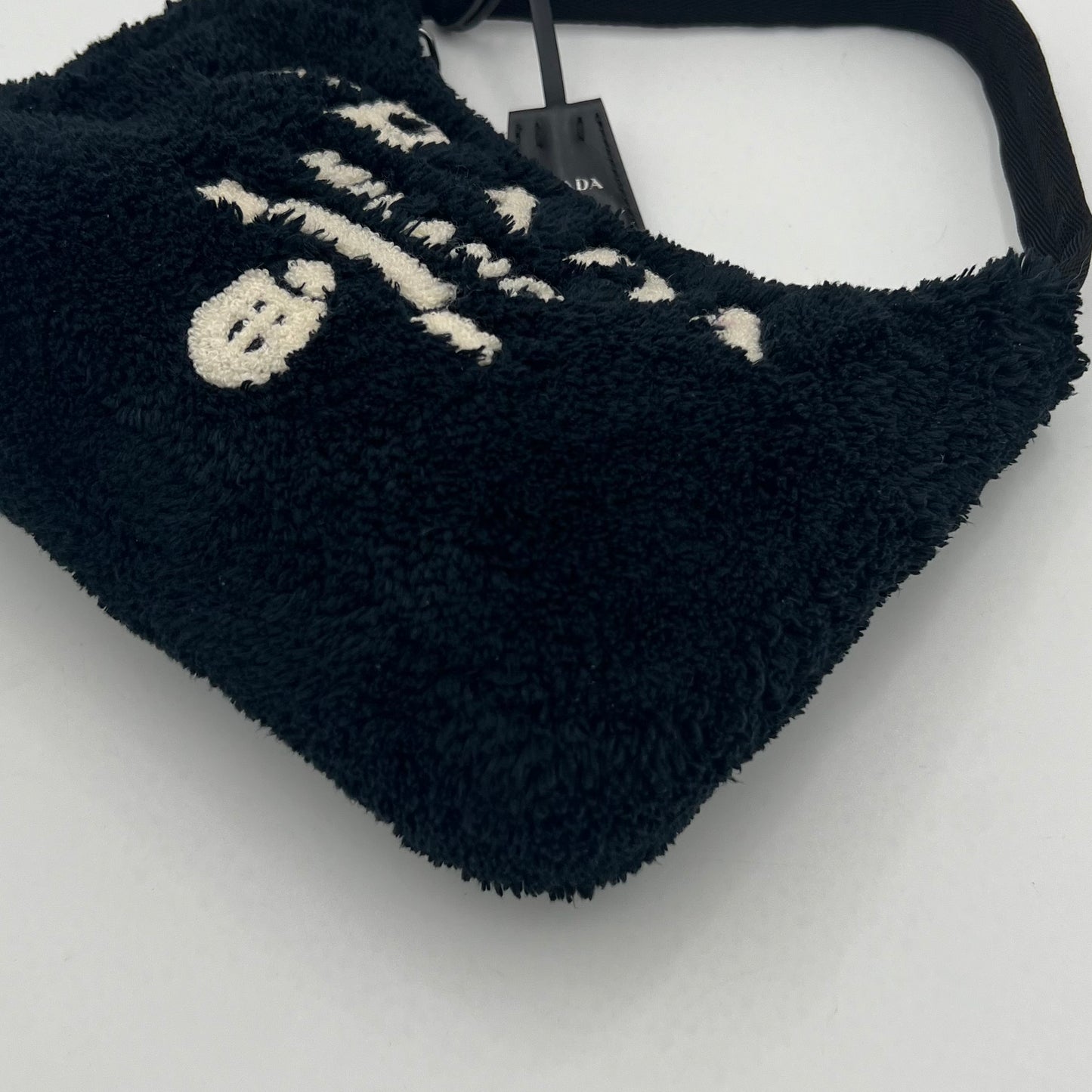 Prada Black Terry Cloth Re-Edition 2000 Mini Hobo Bag