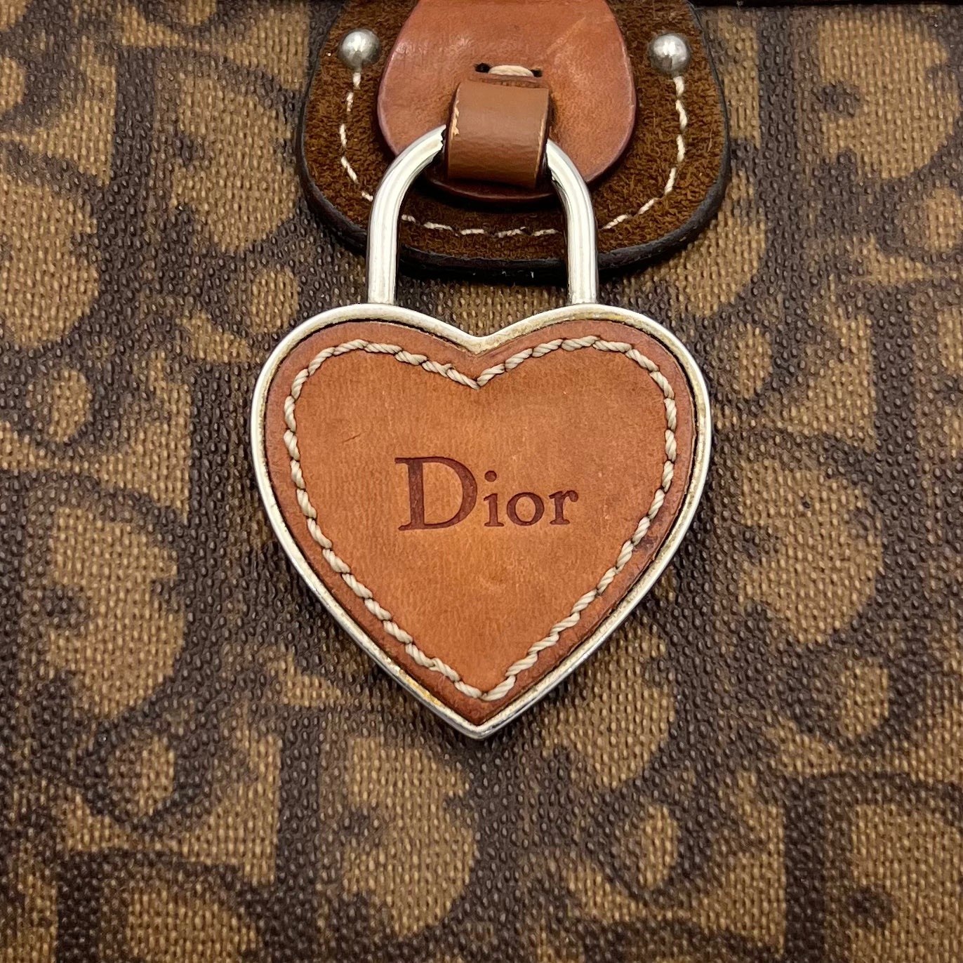 Christian Dior Brown Romantique Trotter Heart Lock Shoulder Sling Bag