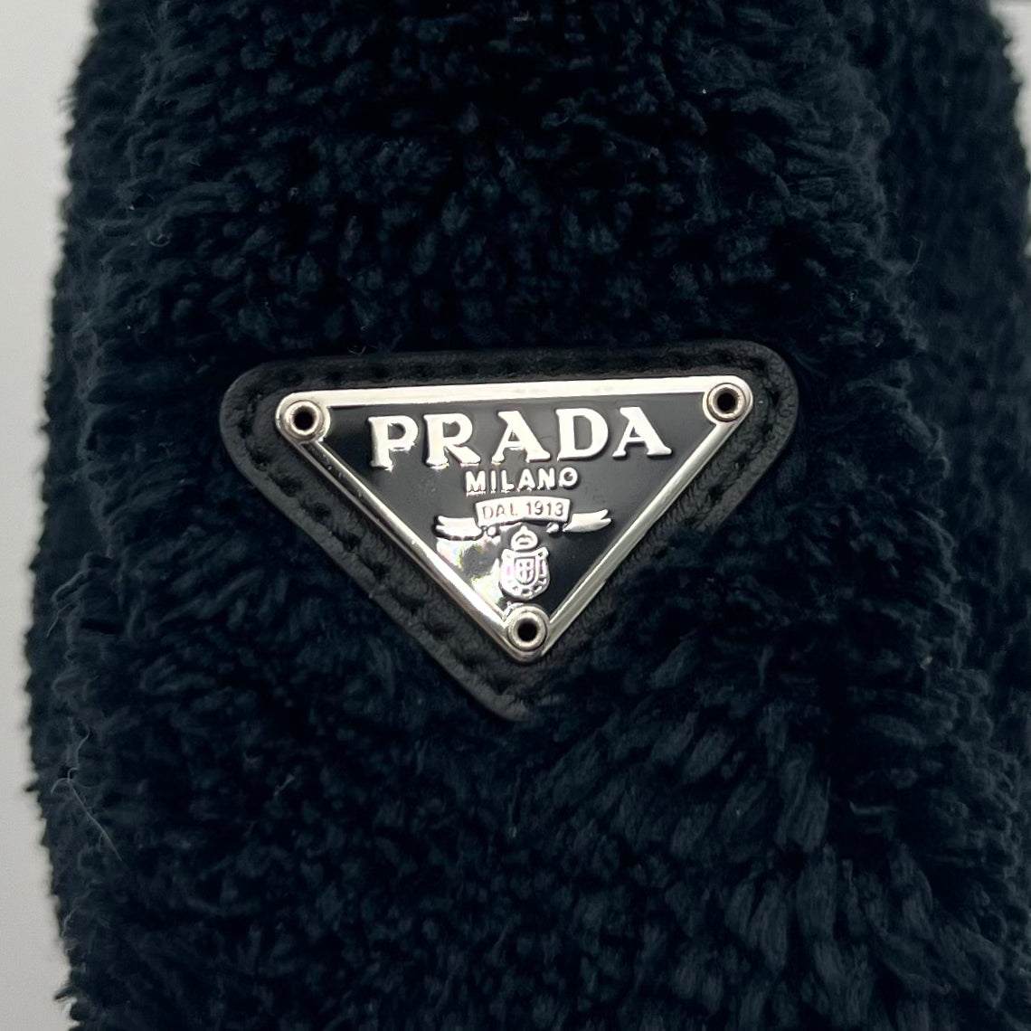 Prada Black Terry Cloth Re-Edition 2000 Mini Hobo Bag