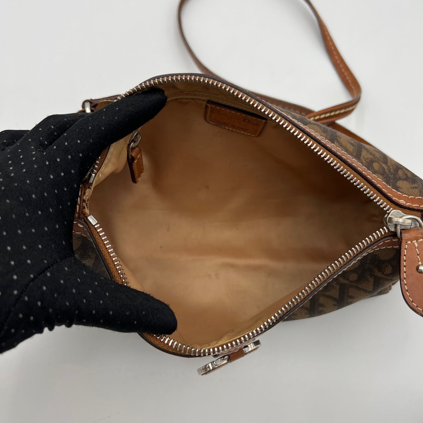 Christian Dior Brown Romantique Trotter Heart Lock Shoulder Sling Bag