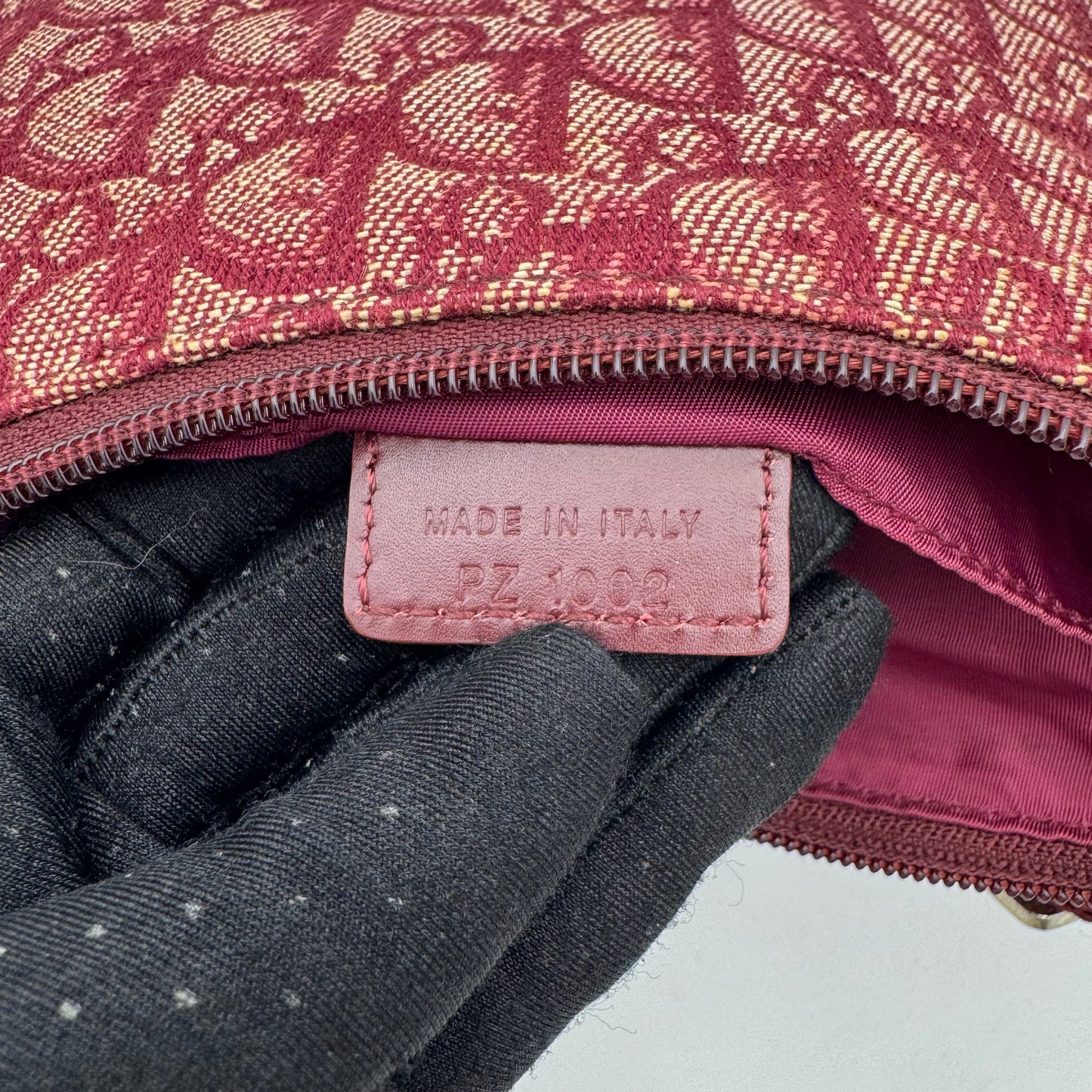 Christian Dior Burgundy Trotter Canvas Hobo Pochette