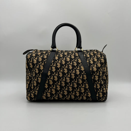 Christian Dior Vintage Navy Blue Trotter Canvas Boston 30