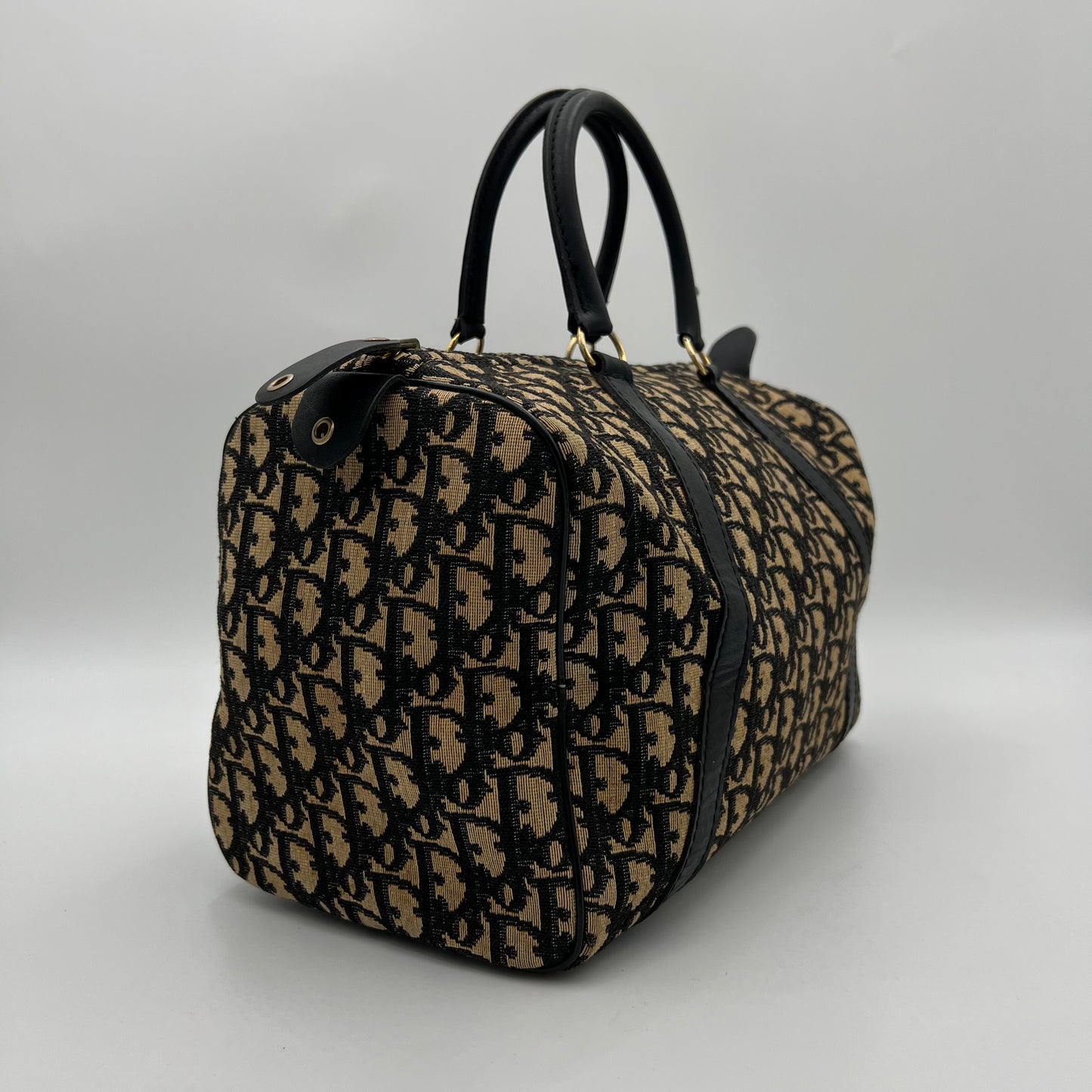 Christian Dior Vintage Navy Blue Trotter Canvas Boston 30