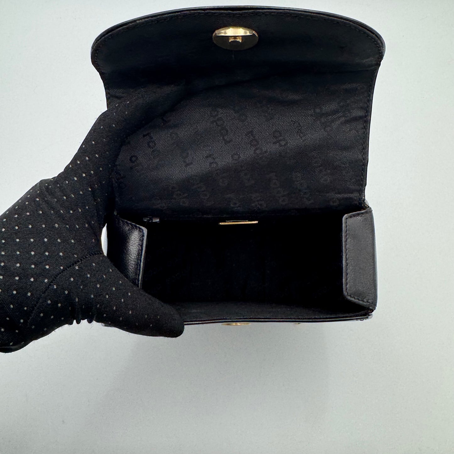 Rodo Italy Black Leather Chain Evening Bag GHW