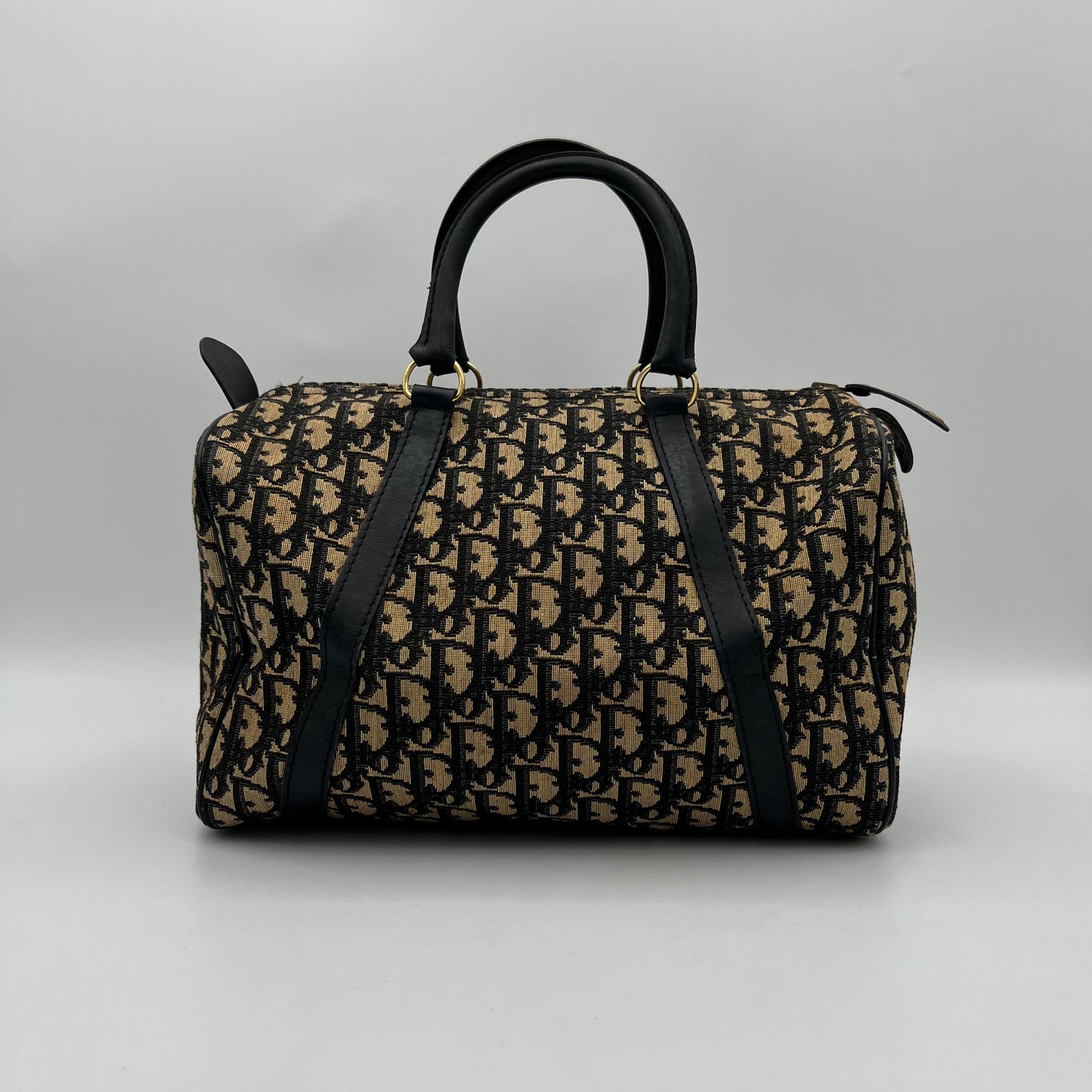 Christian Dior Vintage Navy Blue Trotter Canvas Boston 30