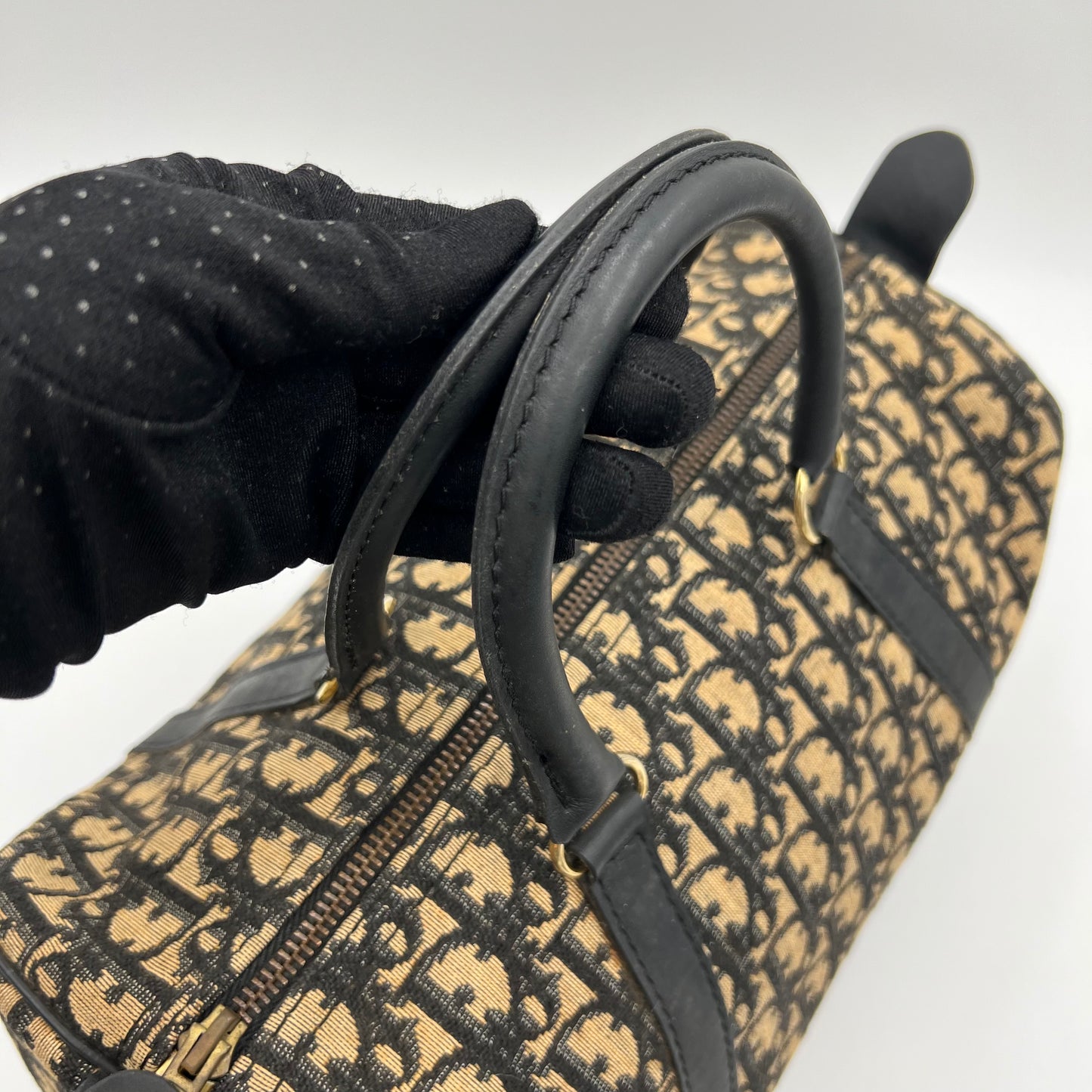 Christian Dior Vintage Navy Blue Trotter Canvas Boston 30