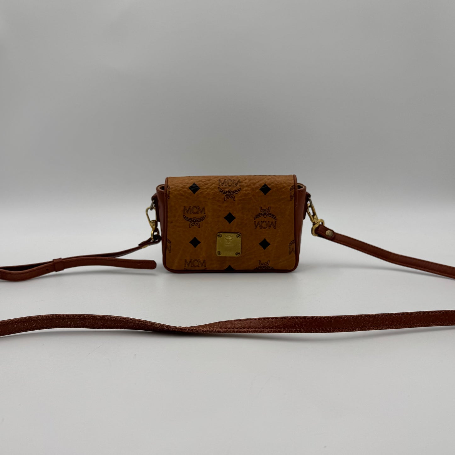 MCM Germany Cognac Flap Micro Crossbody