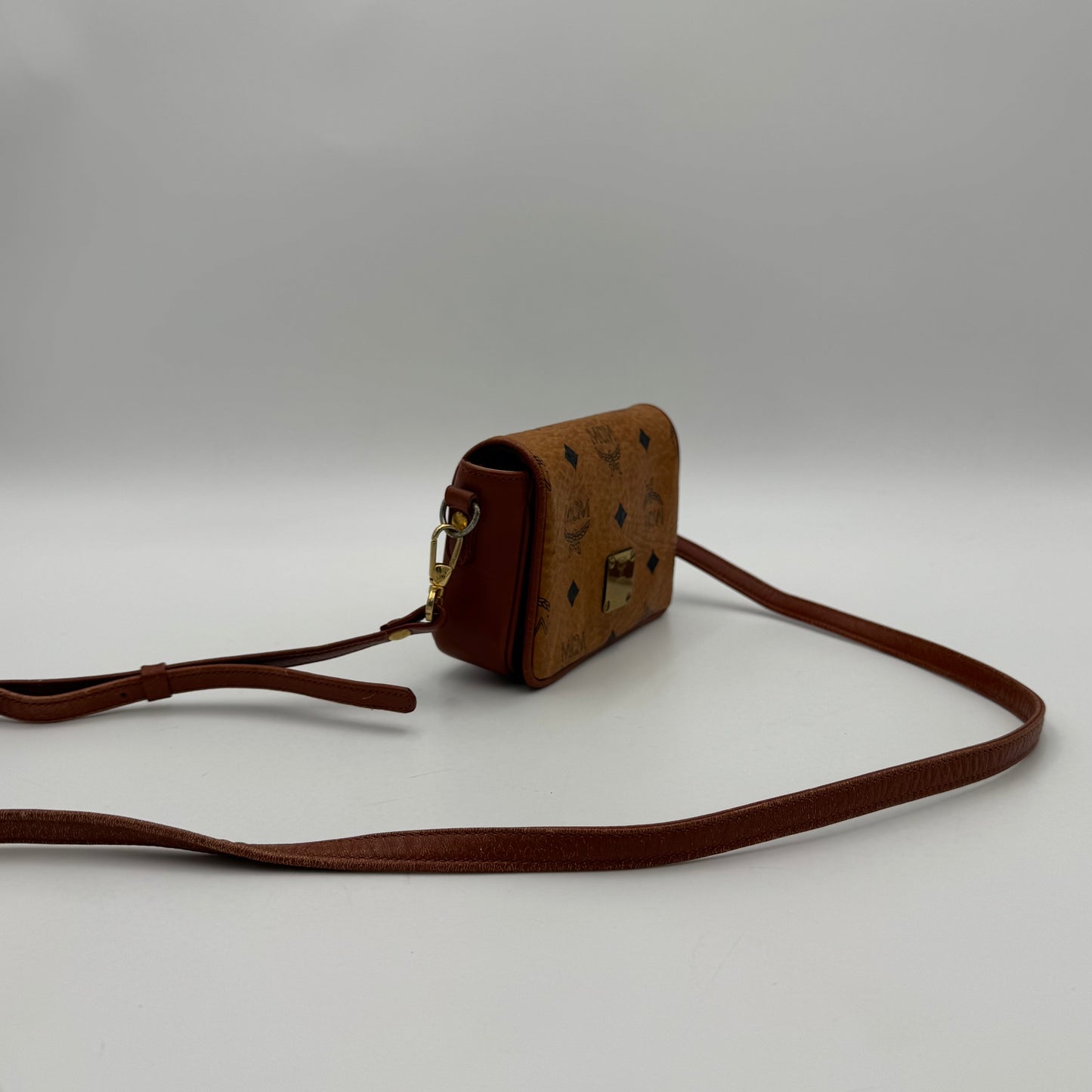 MCM Germany Cognac Flap Micro Crossbody