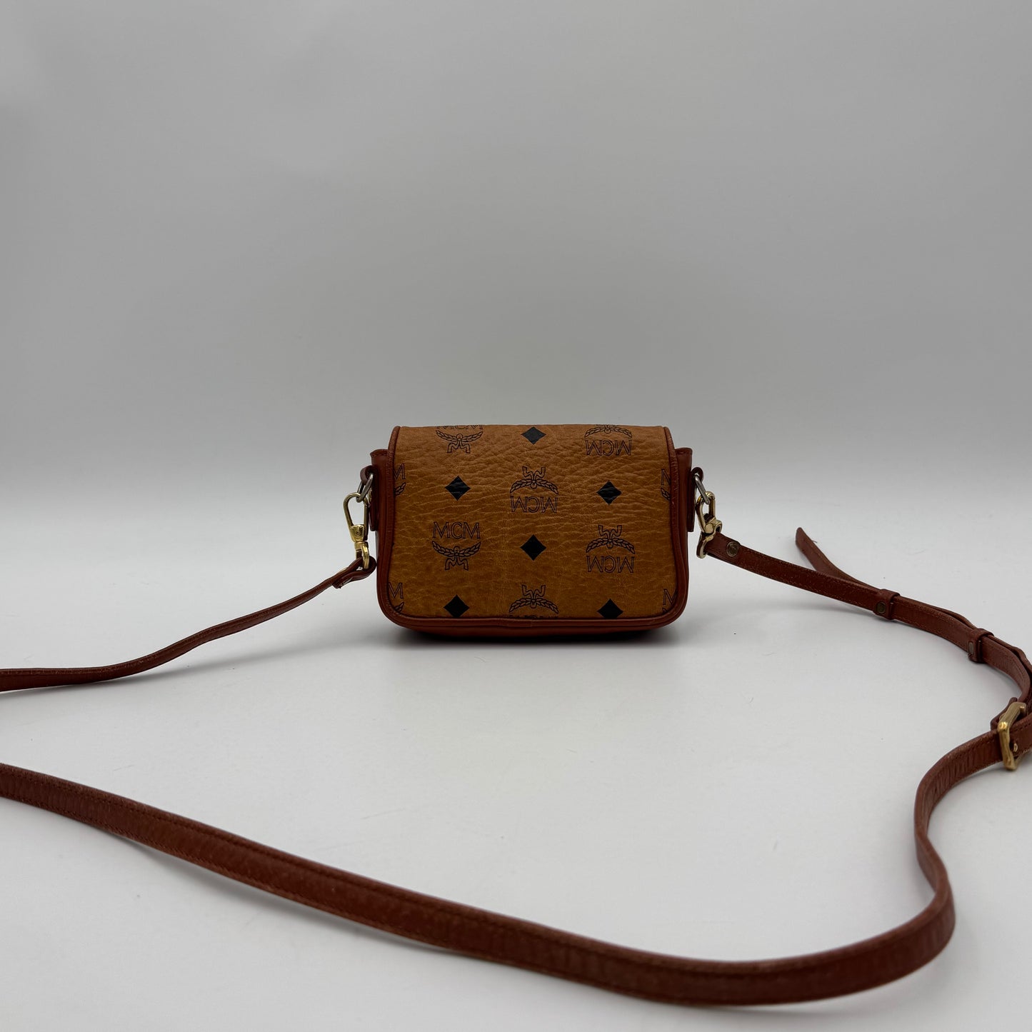 MCM Germany Cognac Flap Micro Crossbody