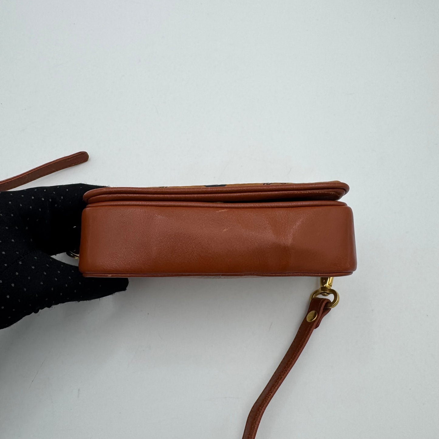 MCM Germany Cognac Flap Micro Crossbody