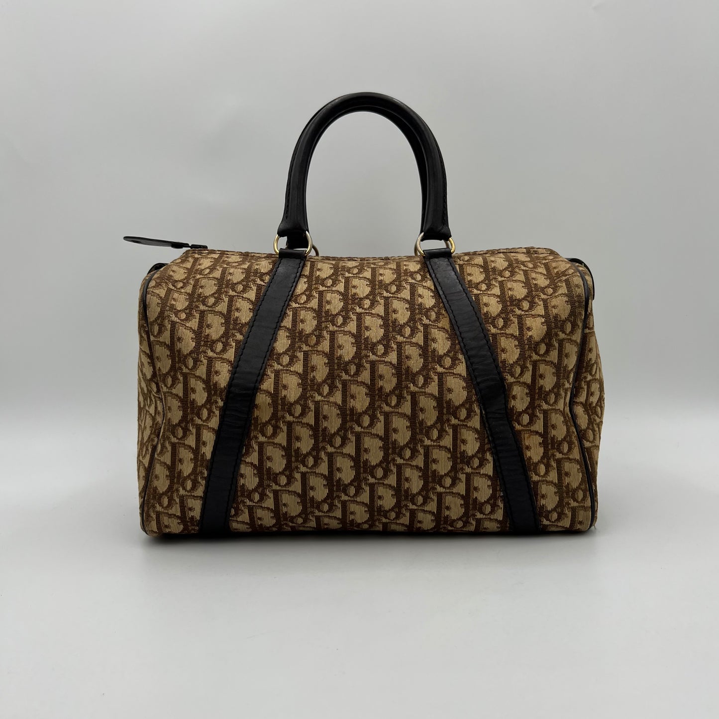 Christian Dior Vintage Brown Trotter Canvas and Leather Boston 30