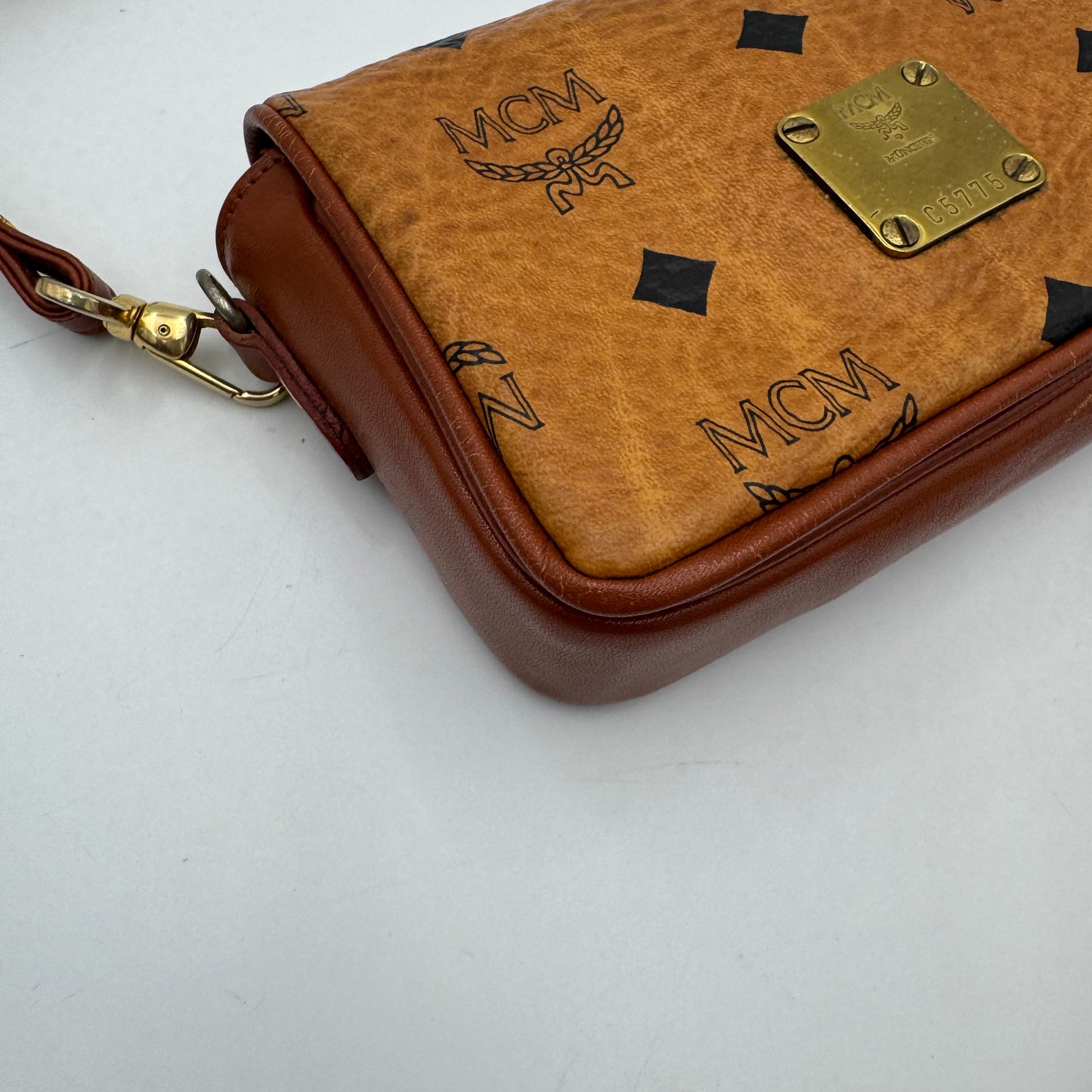 MCM Germany Cognac Flap Micro Crossbody